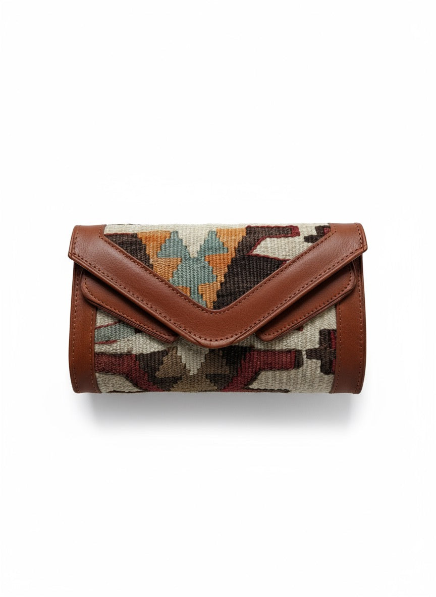 Bahari Kilim Clutch Leather