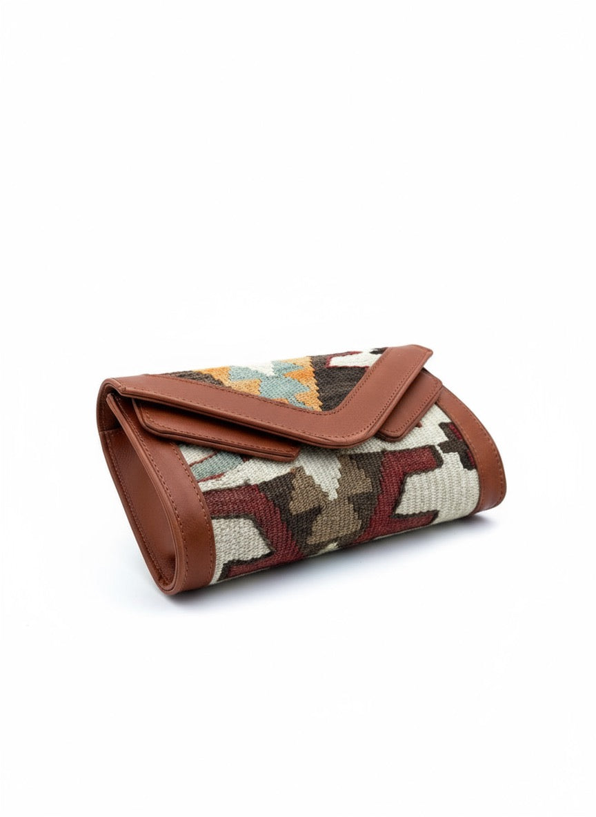 Bahari Kilim Clutch Leather