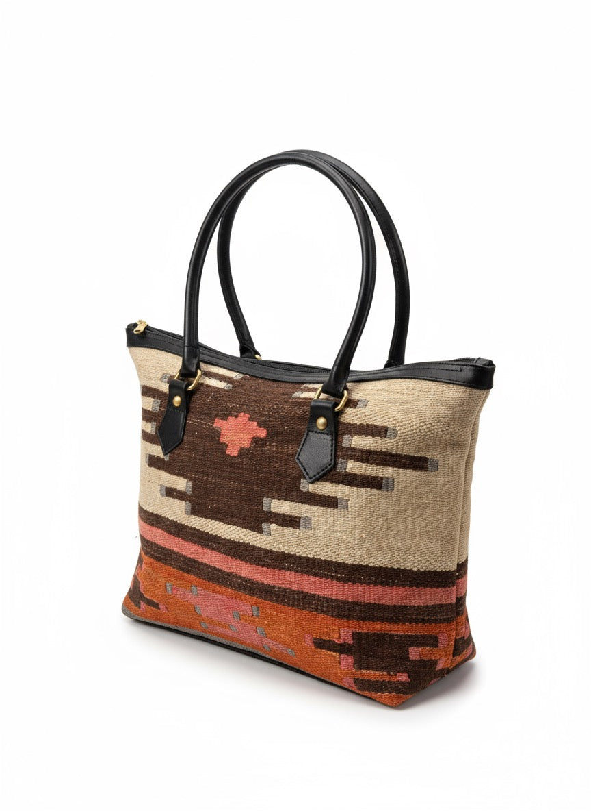 Fahari Kilim Tote Leather Bag