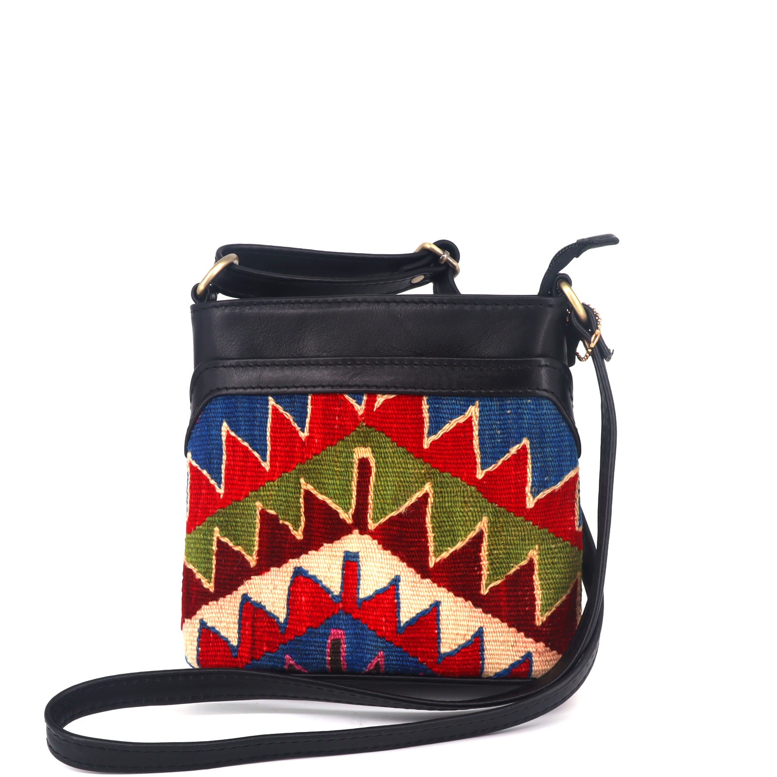 Indigo Kilim Crossbody Leather Bag - Image 3