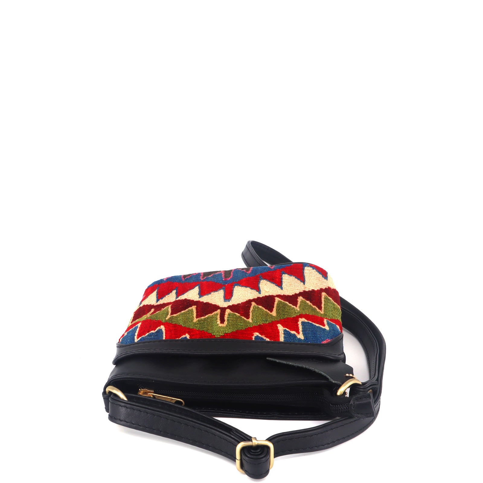 Indigo Kilim Crossbody Leather Bag - Image 5