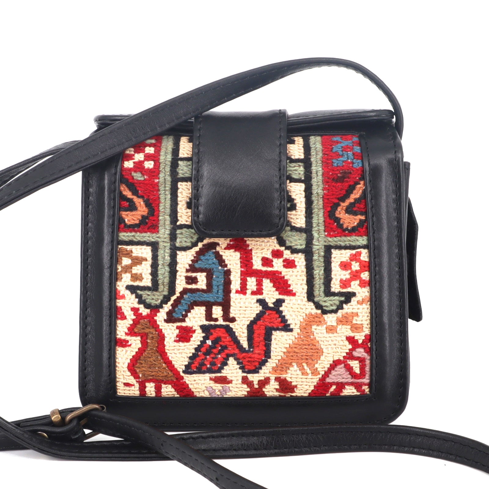 Tangier Bazaar Kilim Leather Crossbody Bag