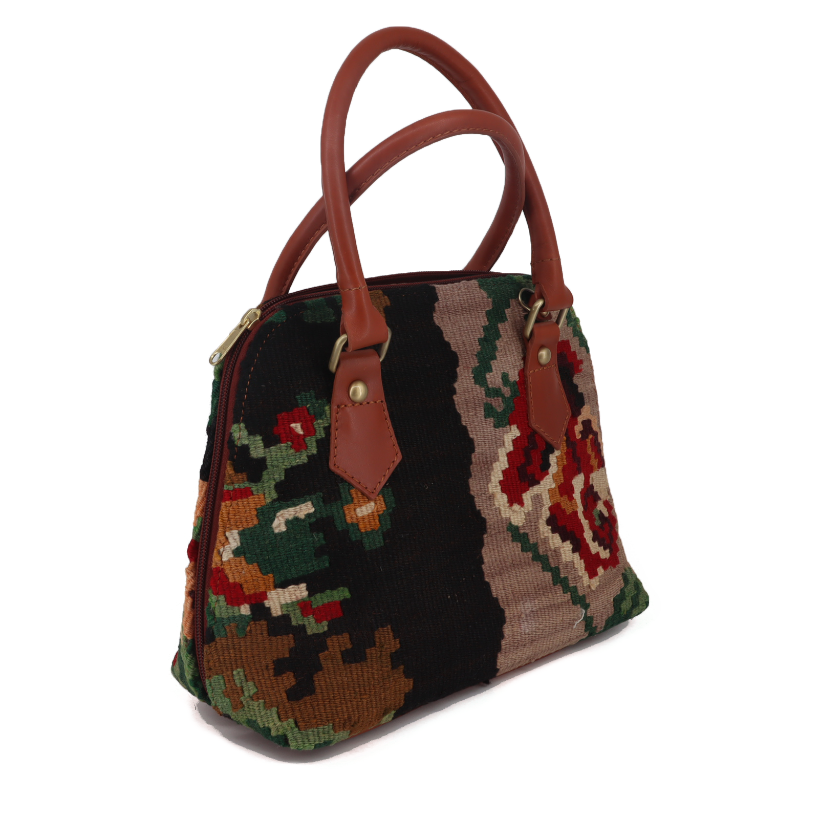 Sahara Mirage Kilim Leather Satchel Bag