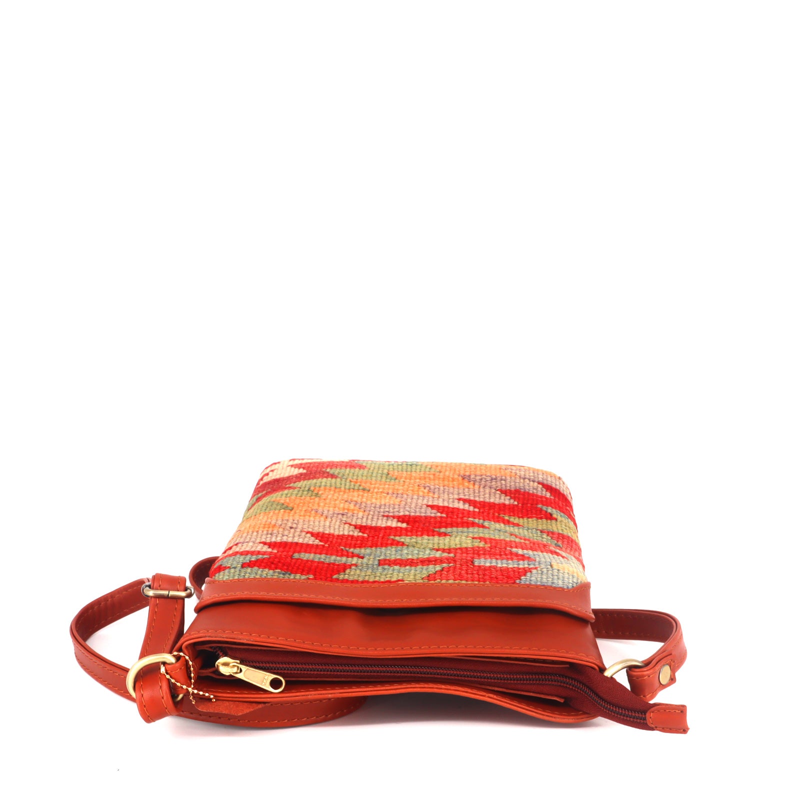 Olive Kilim Crossbody Leather Bag - Image 3