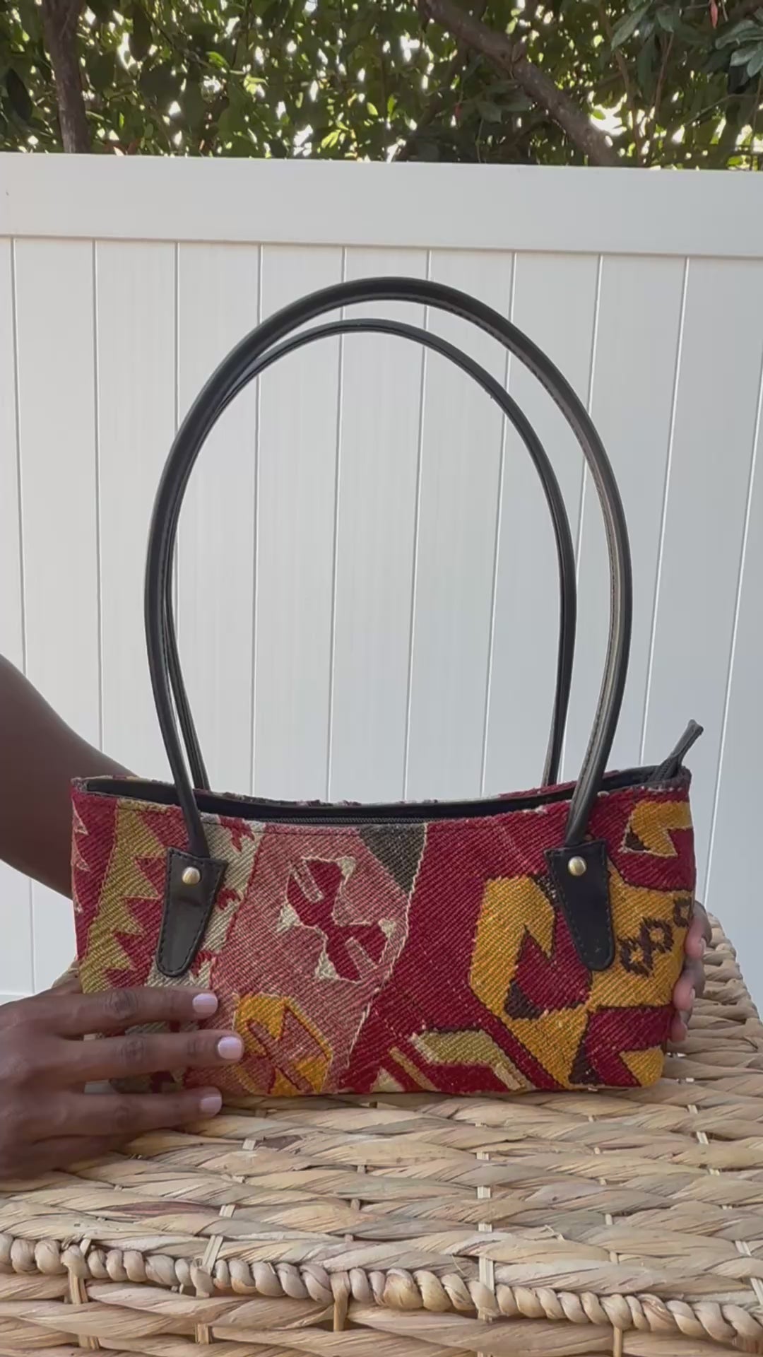 Load video: Casablanca Kilim Leather Shoulder Bag