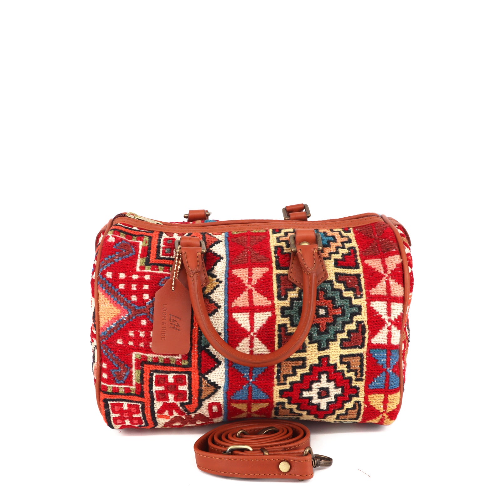 Nile Kilim Leather Mini Duffle  Bag