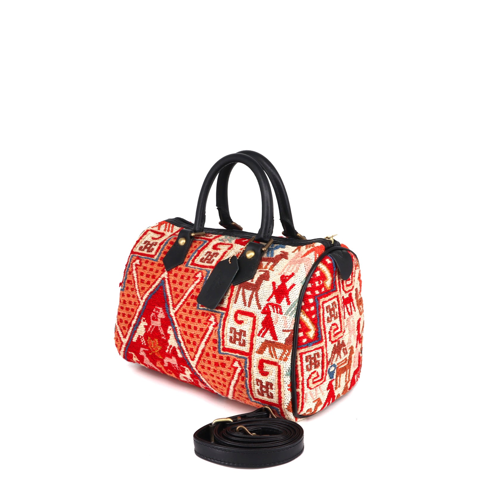 Serengeti Kilim Leather Mini Duffle Bag