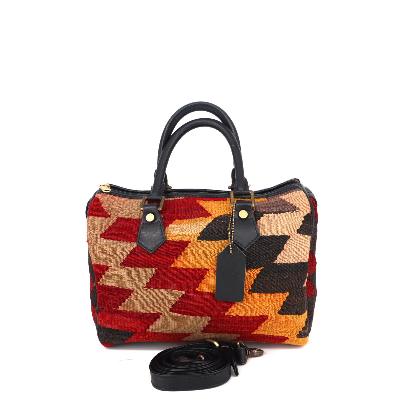 Zanzibar Kilim Leather Mini Duffle Bag