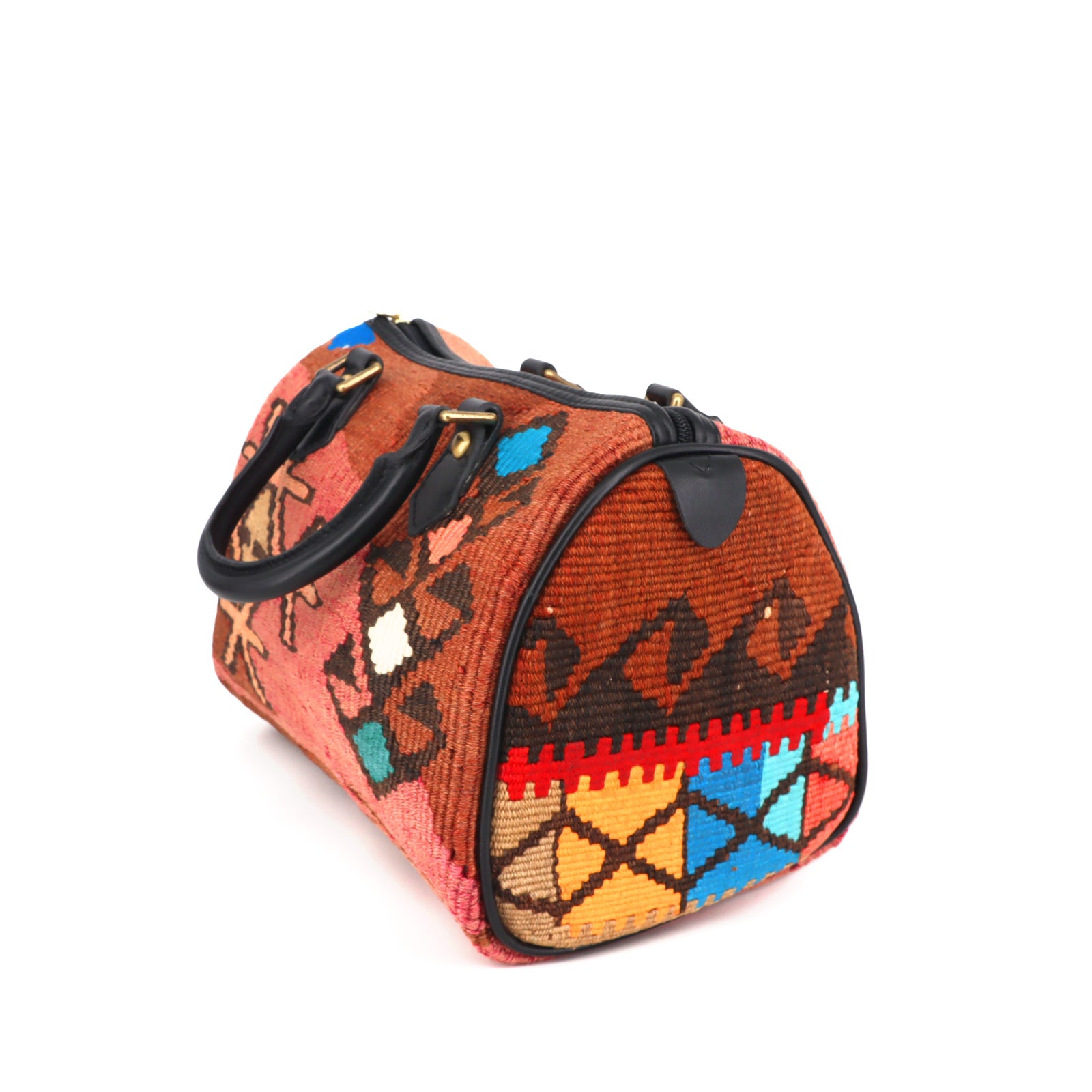Zanzibar Kilim Leather Mini Duffle Bags