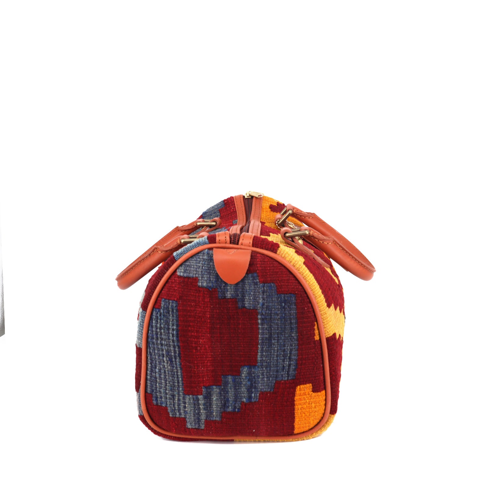 Ankara Kilim Leather Mini Duffle Bags
