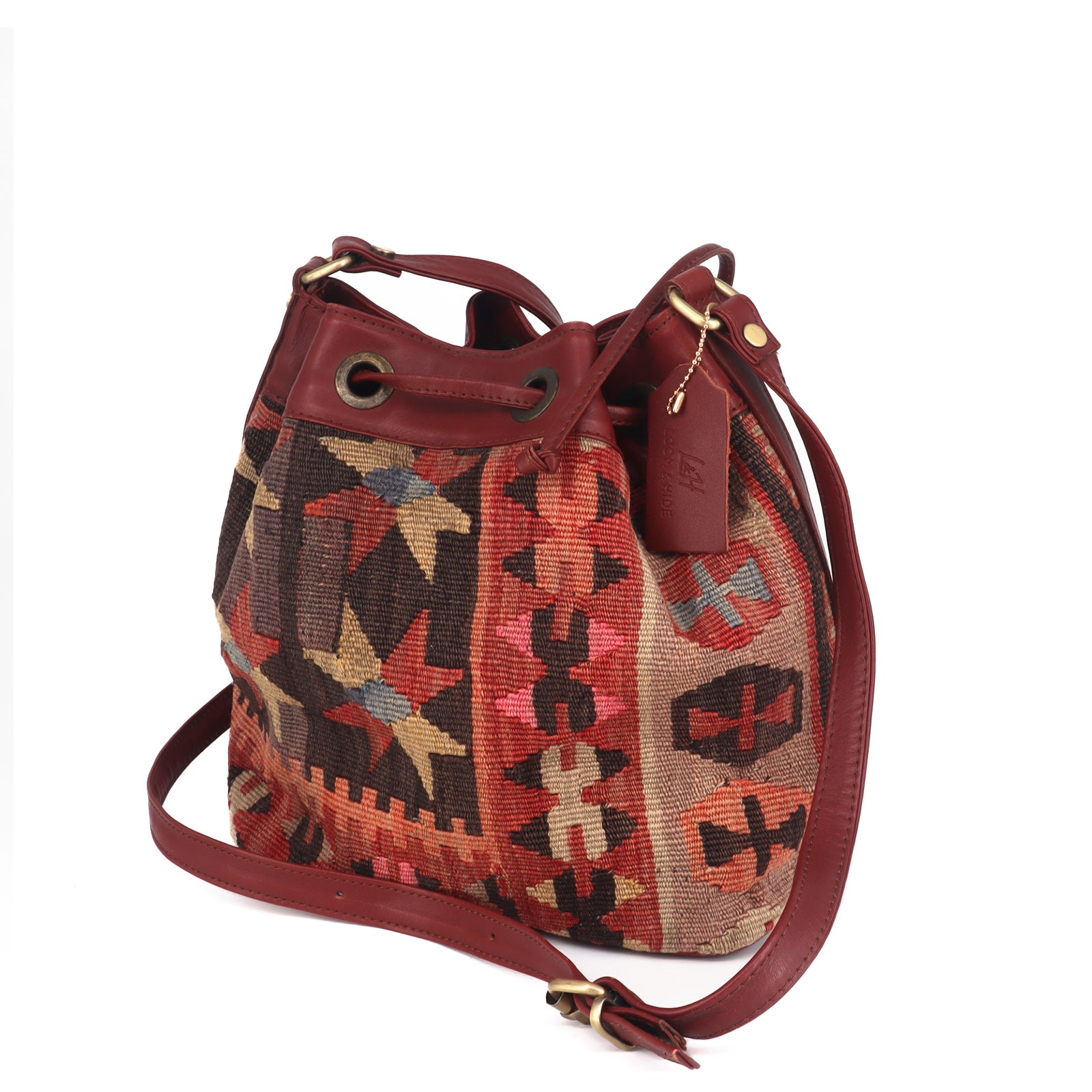 Zanzibar Kilim Leather Bucket Bags
