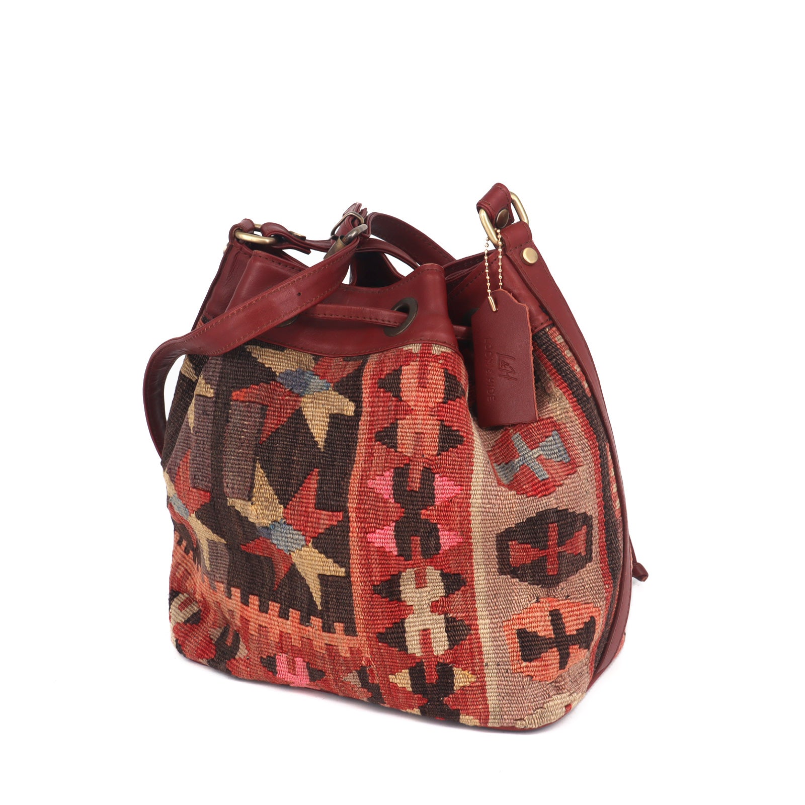 Zanzibar Kilim Leather Bucket Bags