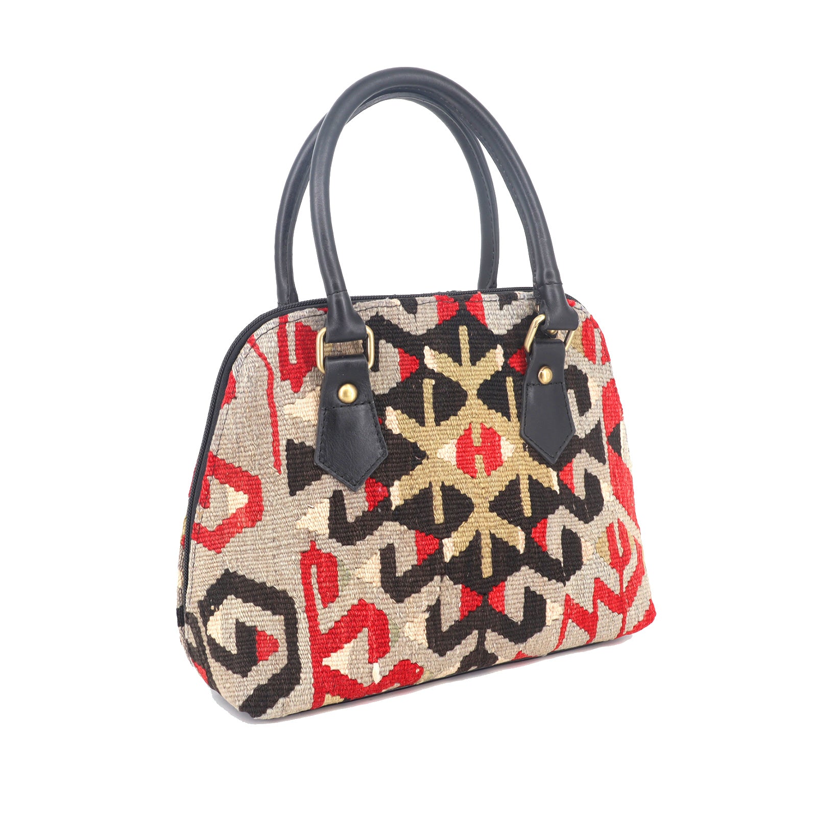 Zanzibar Bazaar Kilim Leather Satchel Bag