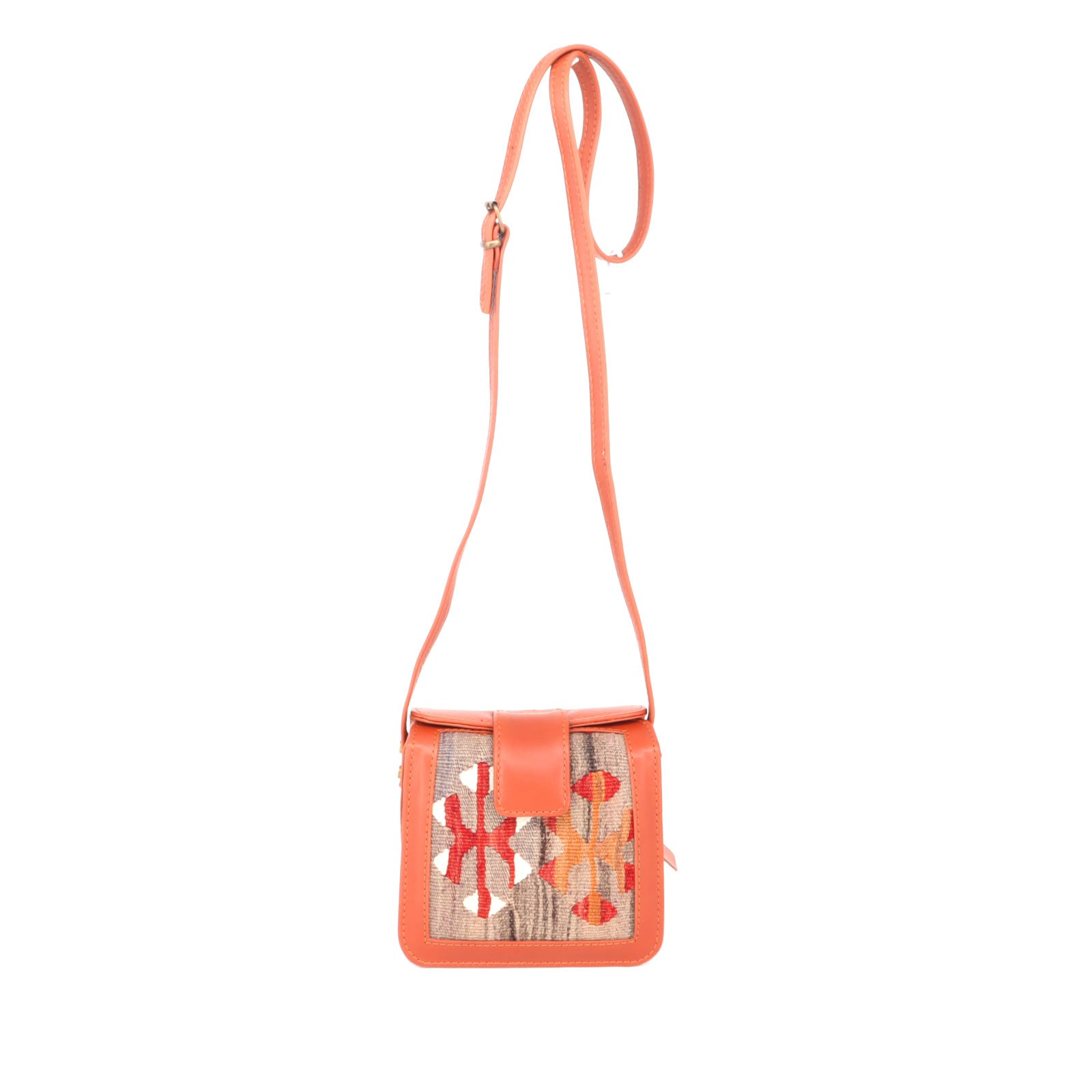 Saffron Kilim Crossbody Leather Bag | Messenger Kilim Leather Bag | Courier Kilim Leather Bag