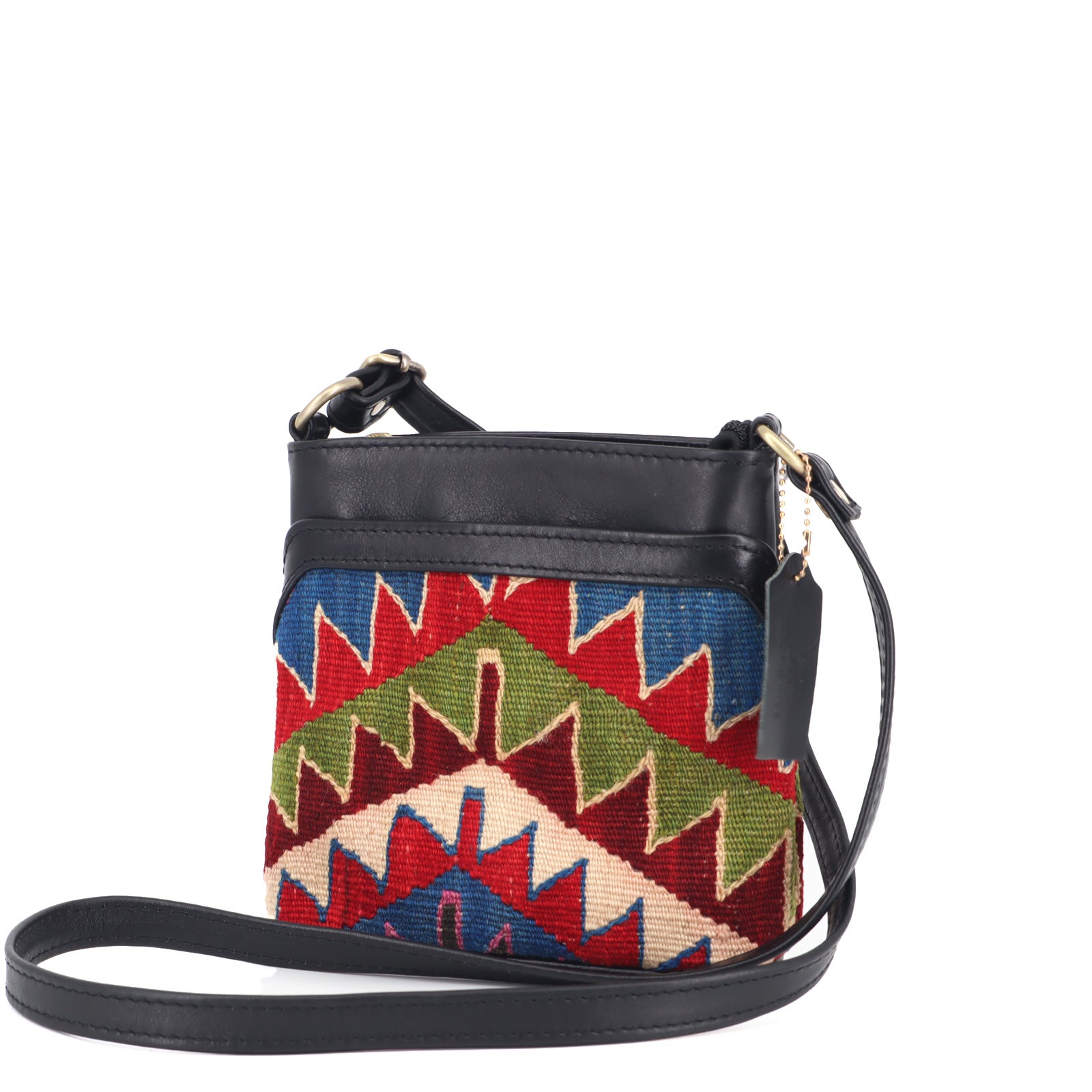 Indigo Kilim Crossbody Leather Bag | Messenger Kilim Leather Bag | Courier Kilim Leather Bag