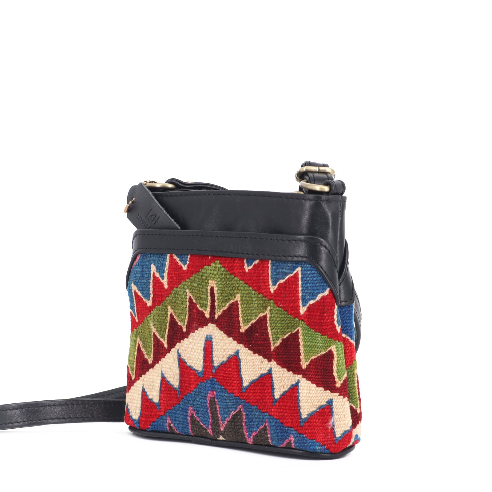 Indigo Kilim Crossbody Leather Bag | Messenger Kilim Leather Bag | Courier Kilim Leather Bag