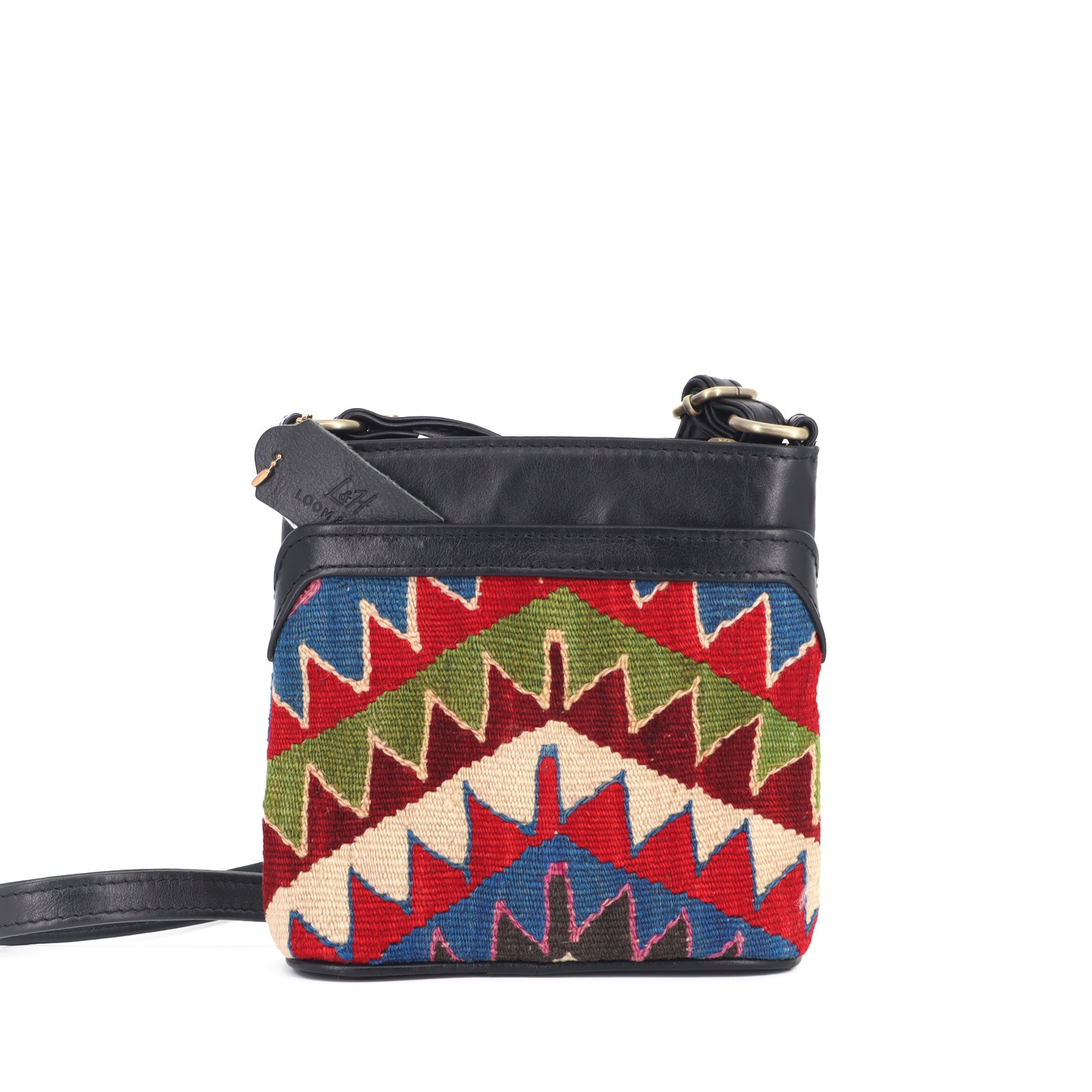 Indigo Kilim Crossbody Leather Bag | Messenger Kilim Leather Bag | Courier Kilim Leather Bag