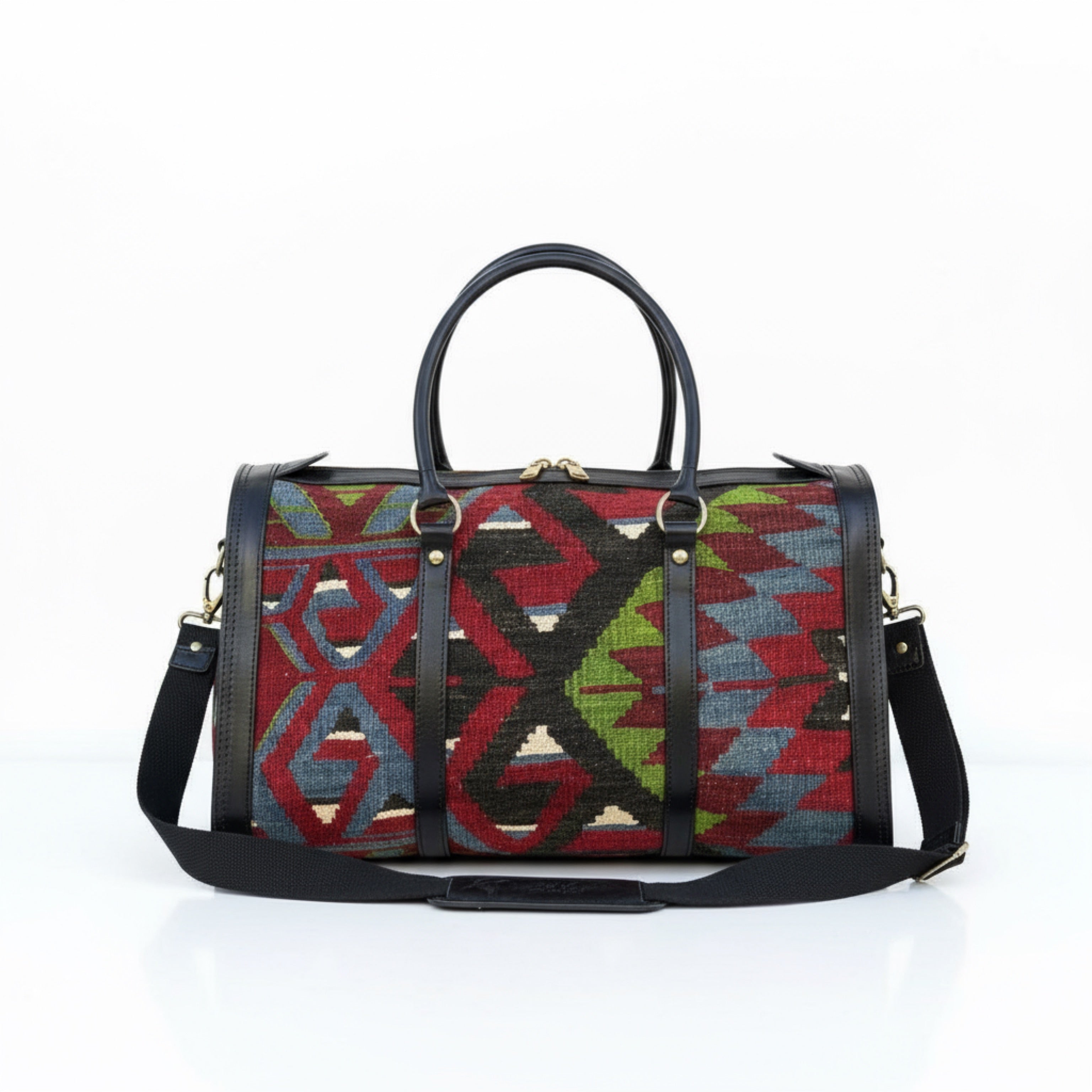 Mwezi Kilim Weekender Leather Bag