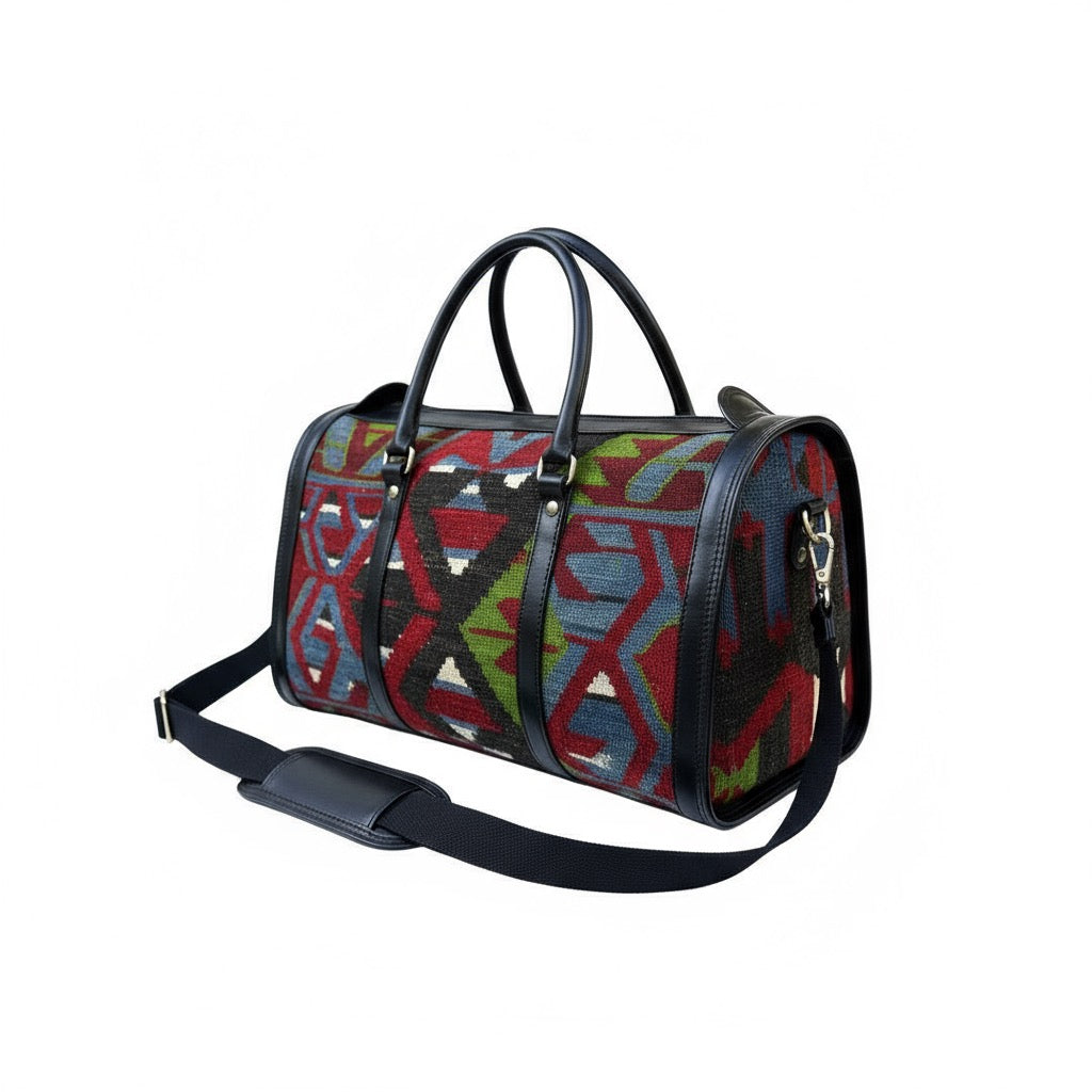 Mwezi Kilim Weekender Leather Bag