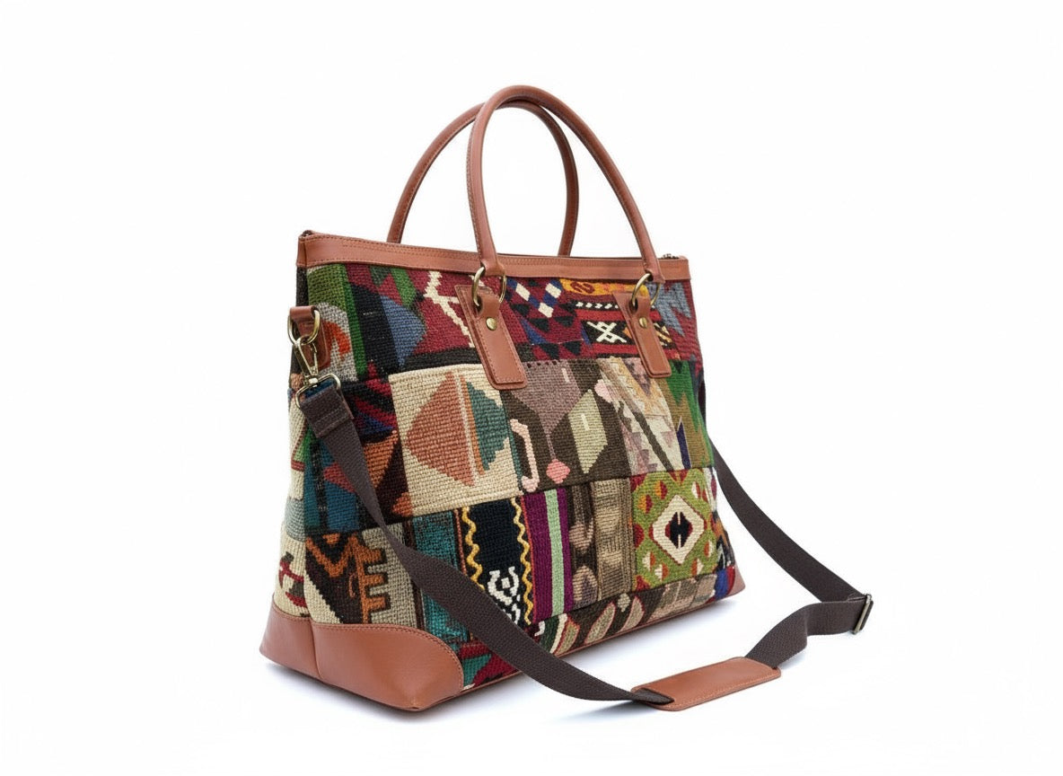 Oasis Kilim Weekender Leather Bag