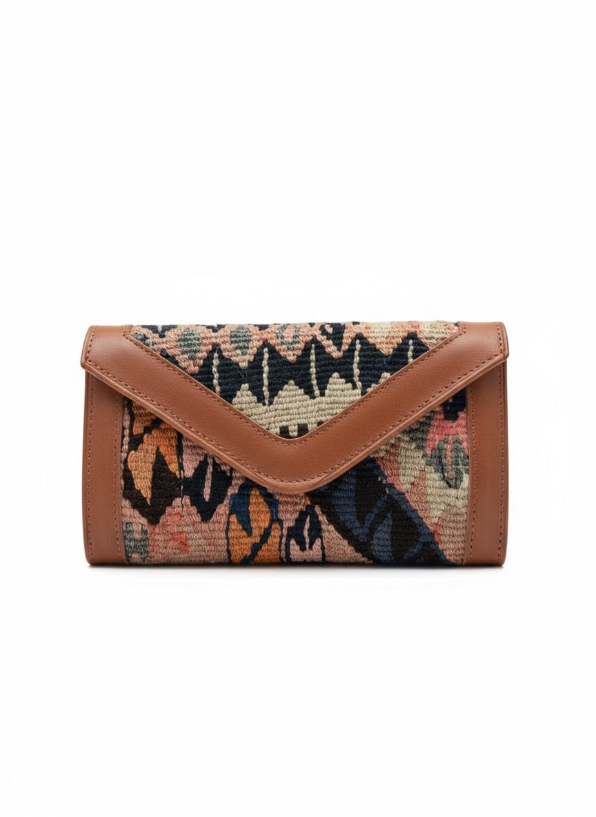 Zahara Kilim Clutch Leather