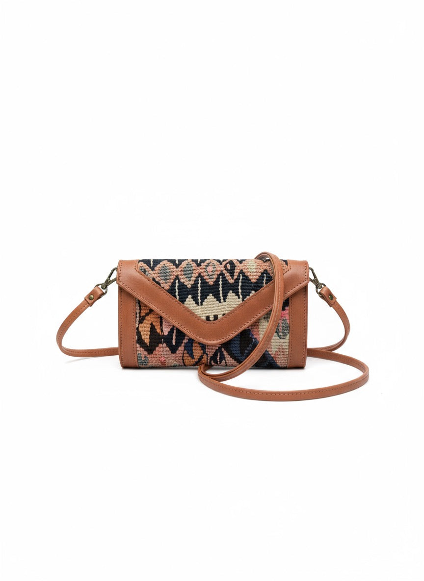 Zahara Kilim Clutch Leather