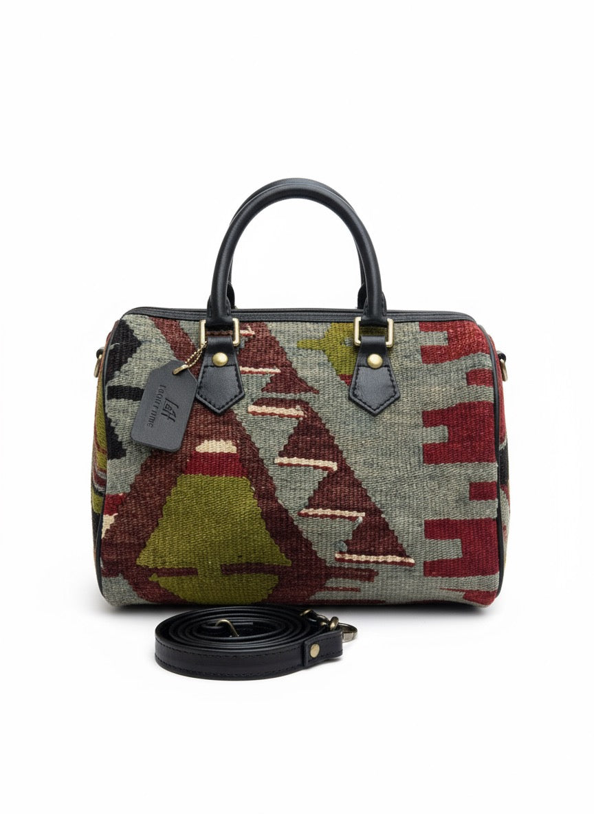 Asali Kilim Mini Duffle Leather Bag