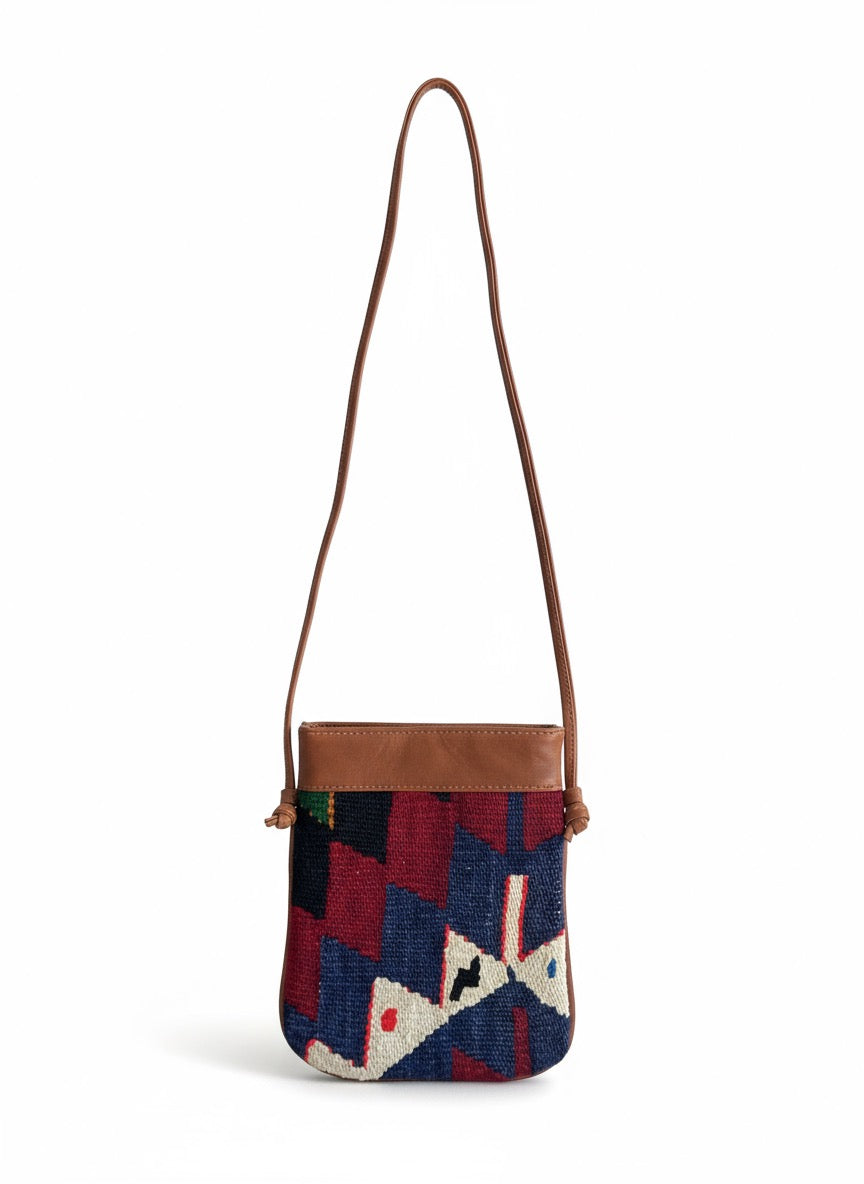 Halima Kilim Crossbody Leather Bag | Messenger Kilim Leather Bag | Courier Kilim Leather Bag