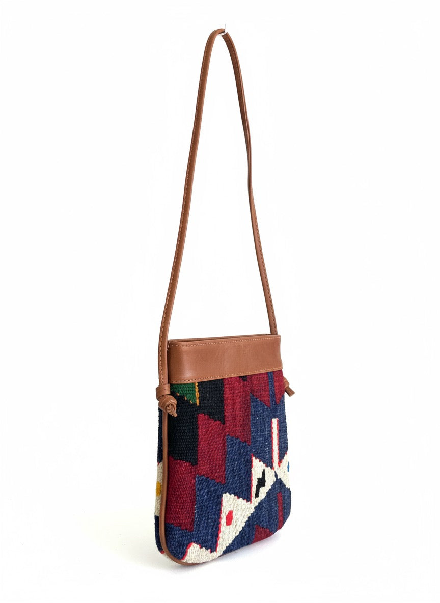 Halima Kilim Crossbody Leather Bag | Messenger Kilim Leather Bag | Courier Kilim Leather Bag