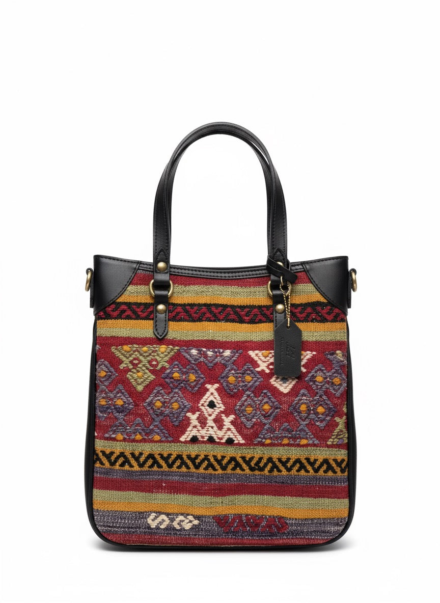 Amman Kilim Crossbody Leather Bag | Messenger Kilim Leather Bag | Courier Kilim Leather Bag