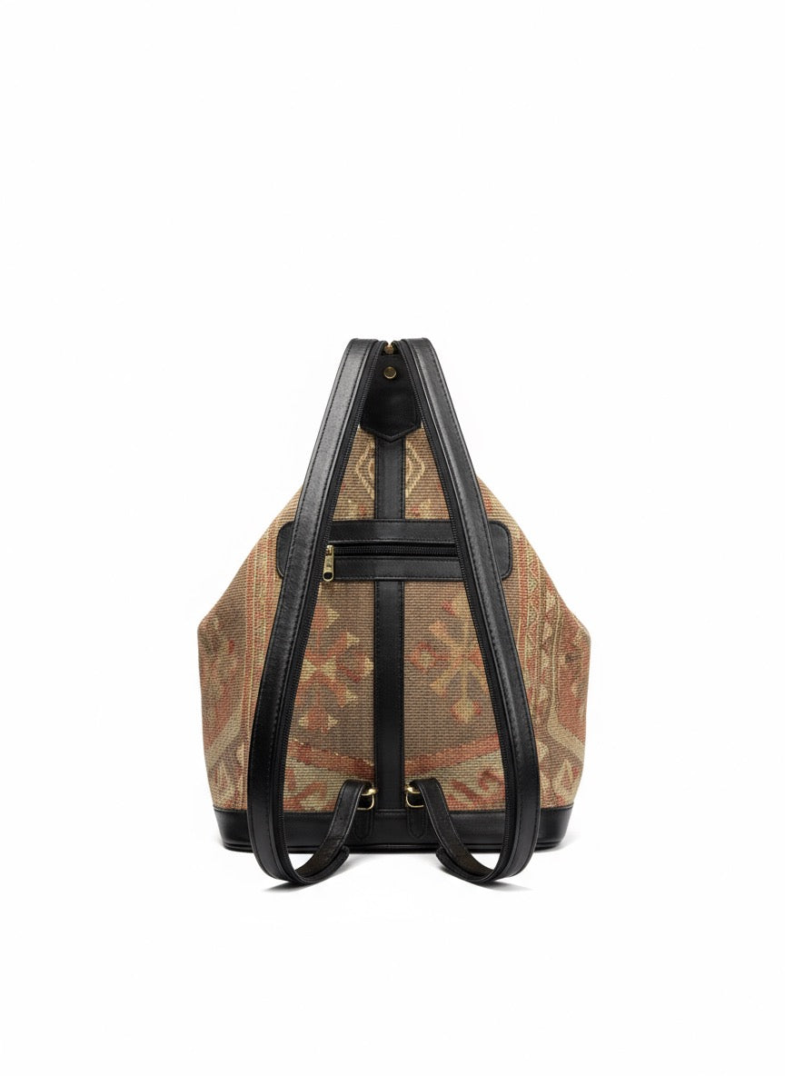 Taji Kilim Backpack Leather Bag | Rucksack Kilim Leather Bag | Daypack Kilim Leather Bag