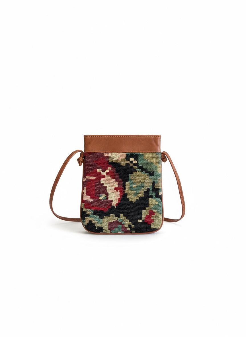 Muscat Kilim Crossbody Leather Bag | Messenger Kilim Leather Bag | Courier Kilim Leather Bag