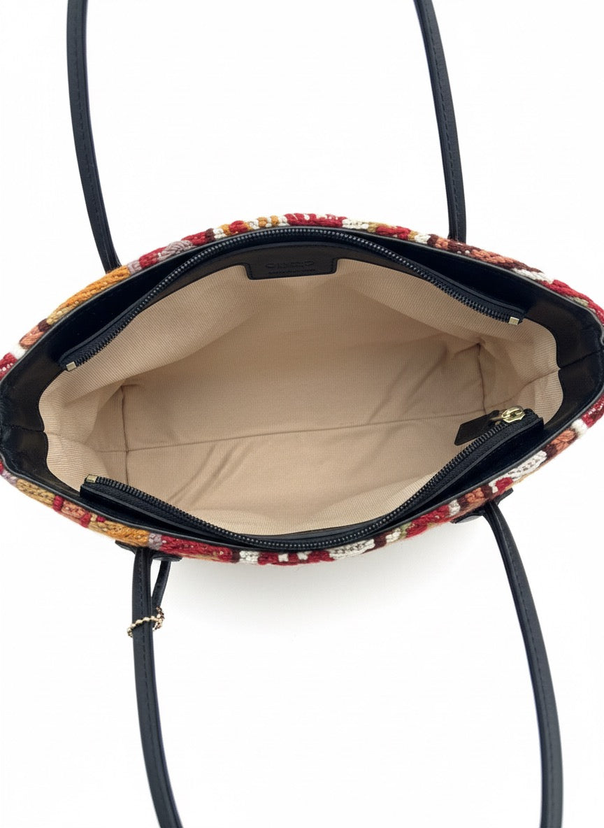 Vintage Kilim Shoulder Leather Bag | Carryall Kilim Leather Bag | Everyday Kilim Leather Bag