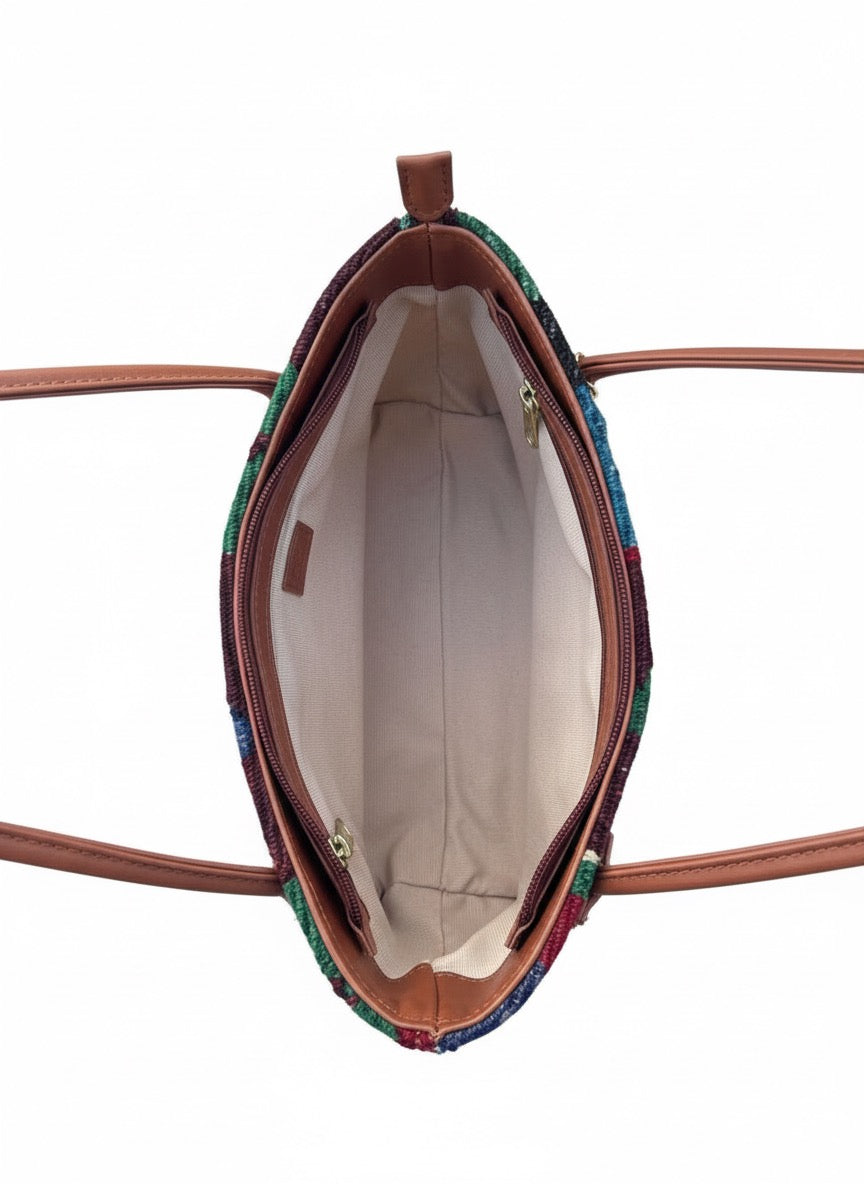 Nubia Kilim Shoulder Leather Bag | Carryall Kilim Leather Bag | Everyday Kilim Leather Bag