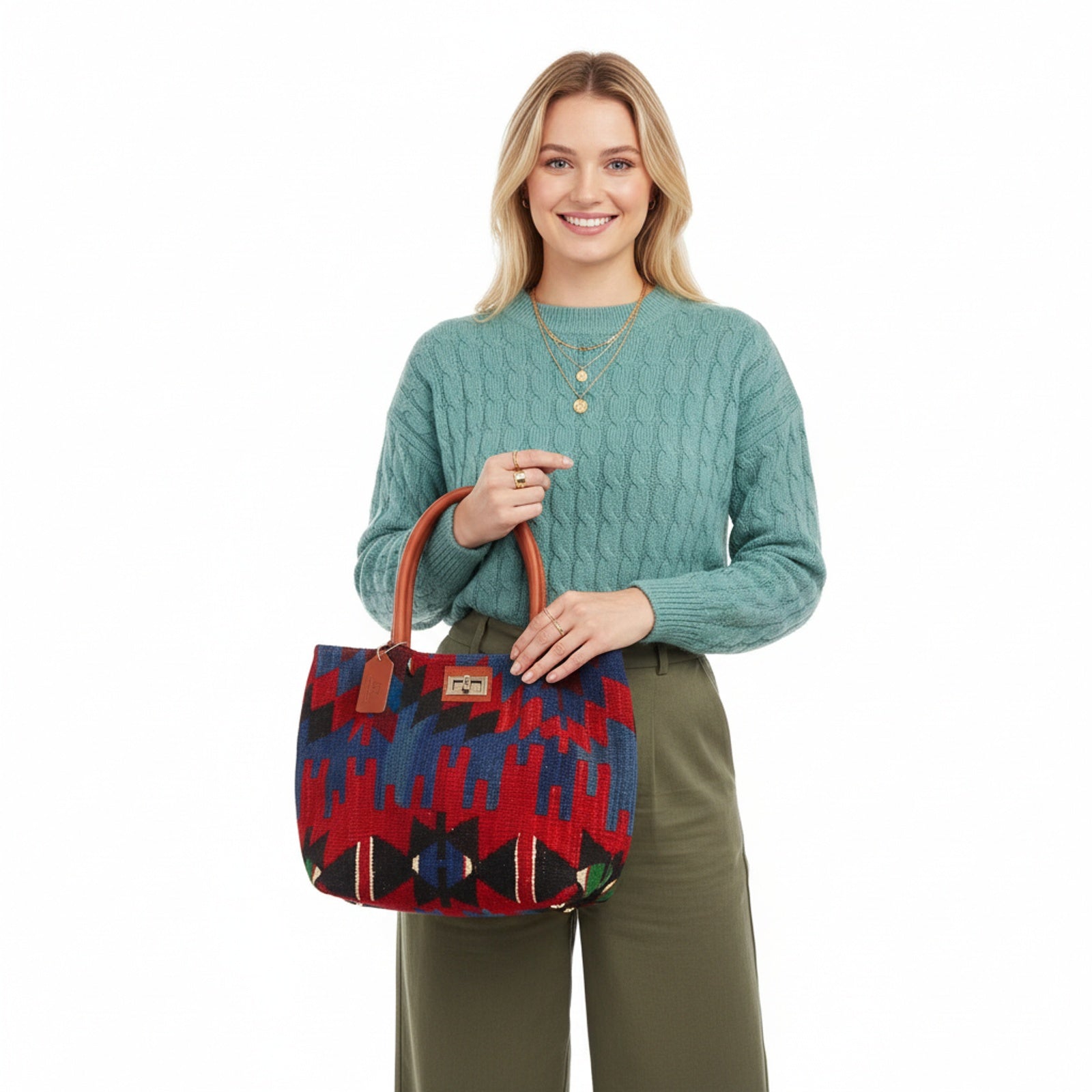 Aegean Kilim Shoulder Leather Bag | Carryall Kilim Leather Bag | Everyday Kilim Leather Bag