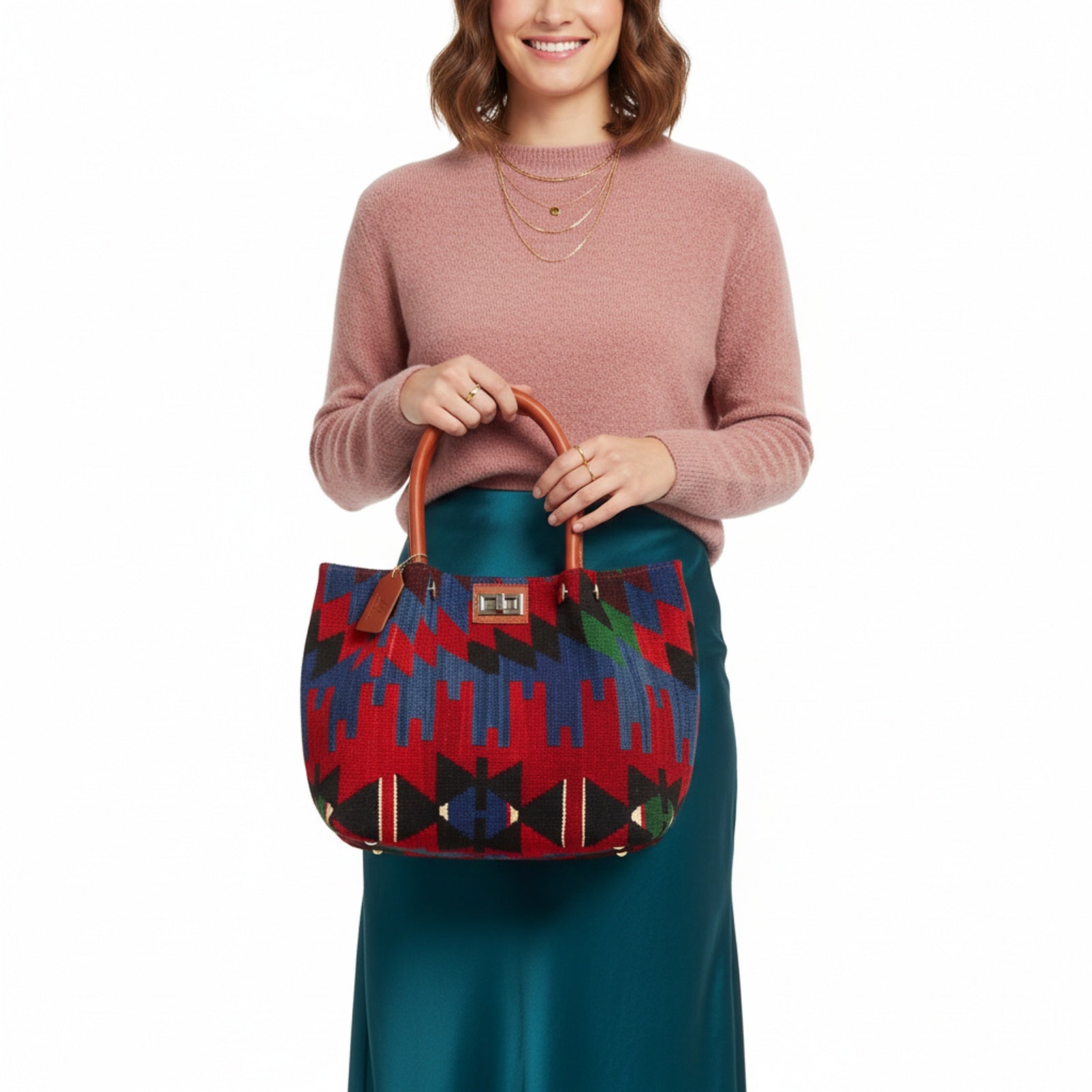 Aegean Kilim Shoulder Leather Bag | Carryall Kilim Leather Bag | Everyday Kilim Leather Bag