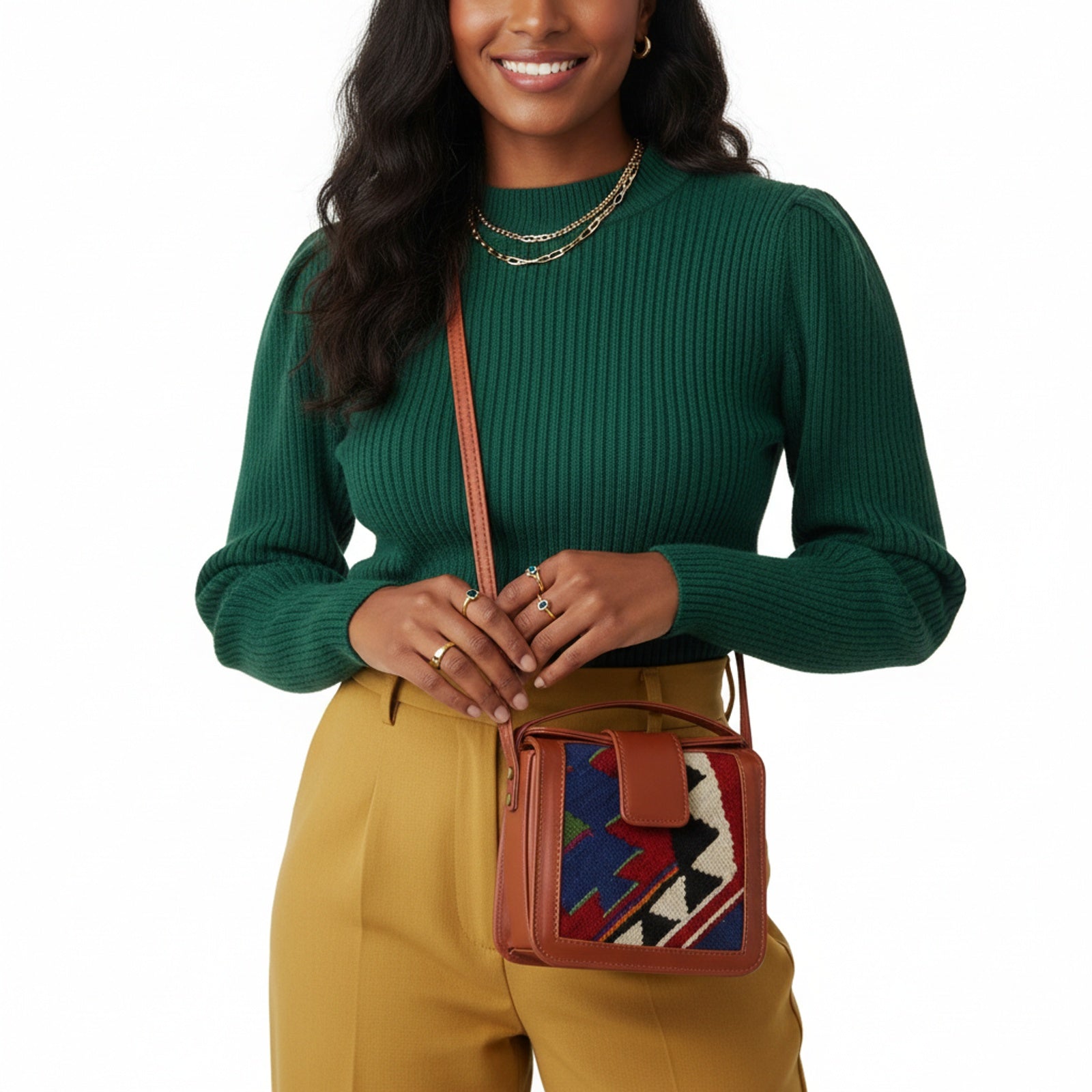 Amara Kilim Crossbody Leather Bag | Messenger Kilim Leather Bag | Courier Kilim Leather Bag