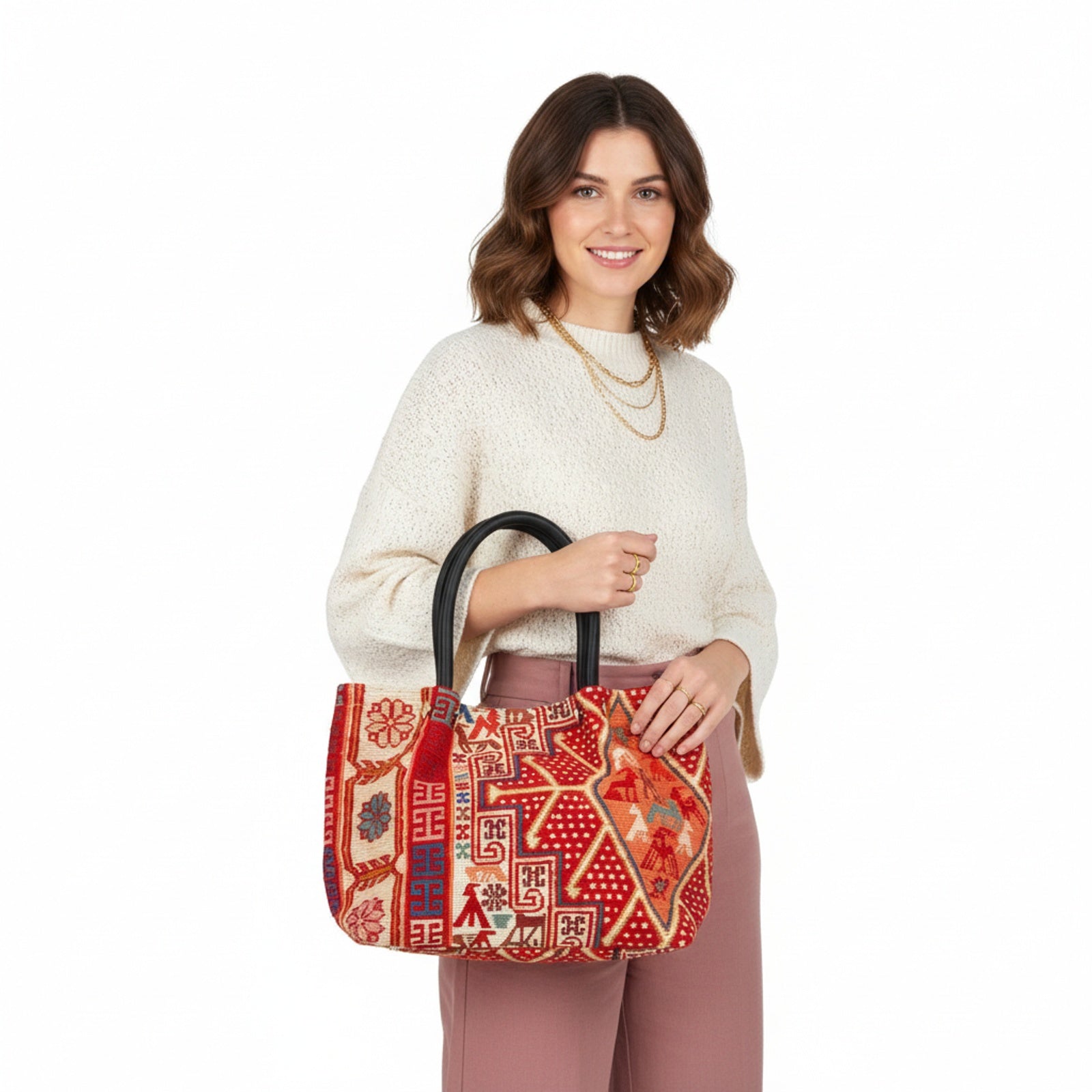 Anatolian Kilim Shoulder Leather Bag | Carryall Kilim Leather Bag | Everyday Kilim Leather Bag