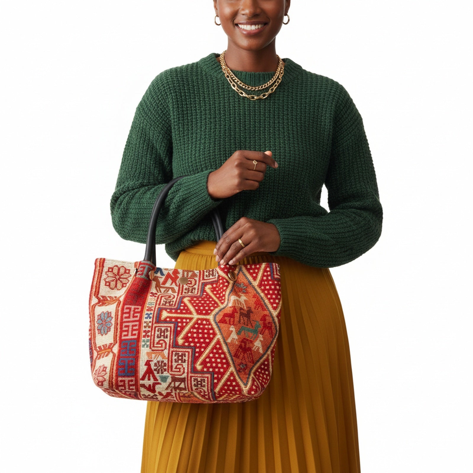 Anatolian Kilim Shoulder Leather Bag | Carryall Kilim Leather Bag | Everyday Kilim Leather Bag