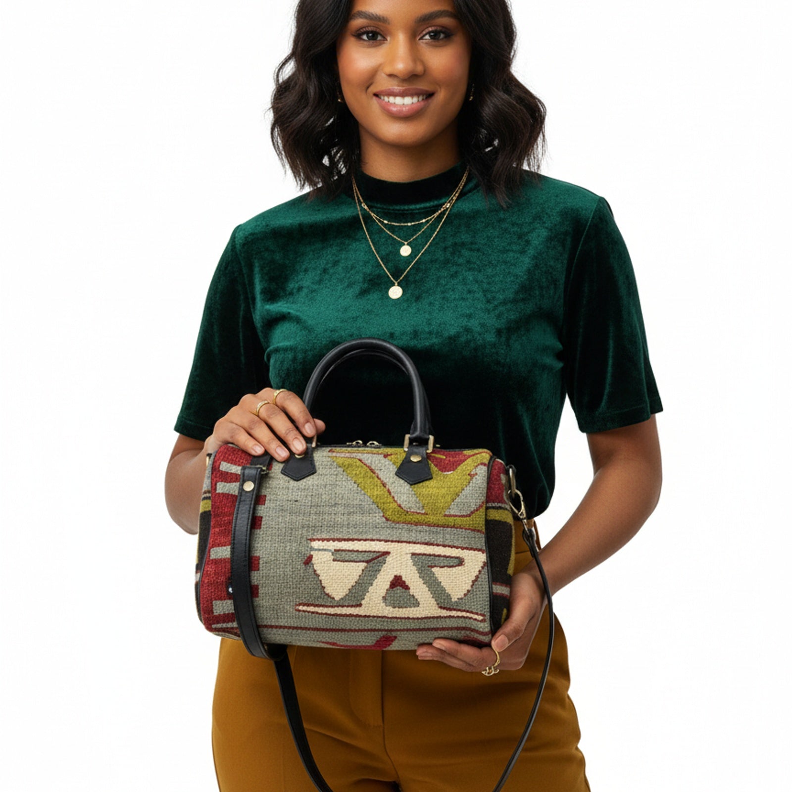 Asali Kilim Weekender Leather Bag | Travel Kilim Leather Bag | Overnight Kilim Leather Bag