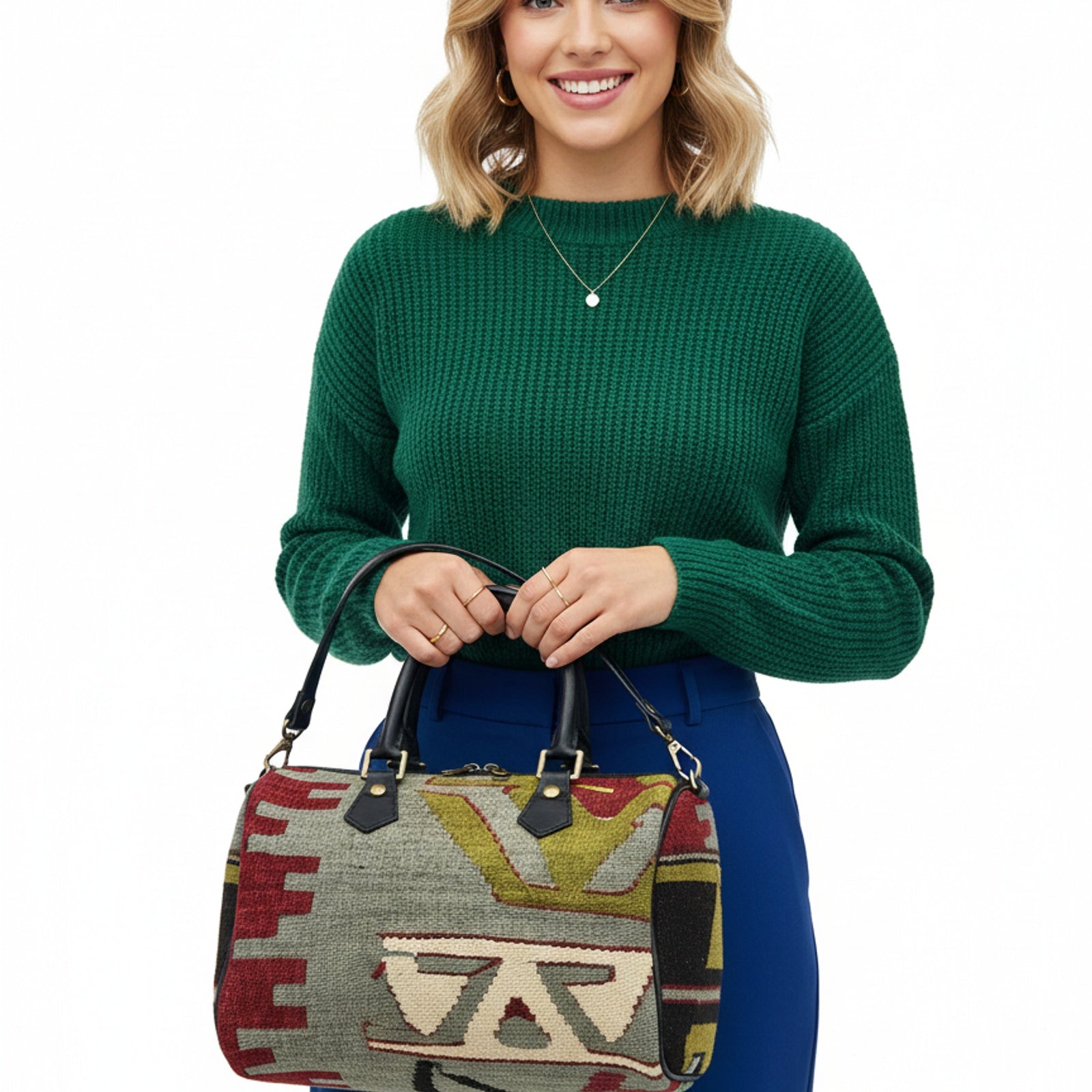 Asali Kilim Weekender Leather Bag | Travel Kilim Leather Bag | Overnight Kilim Leather Bag