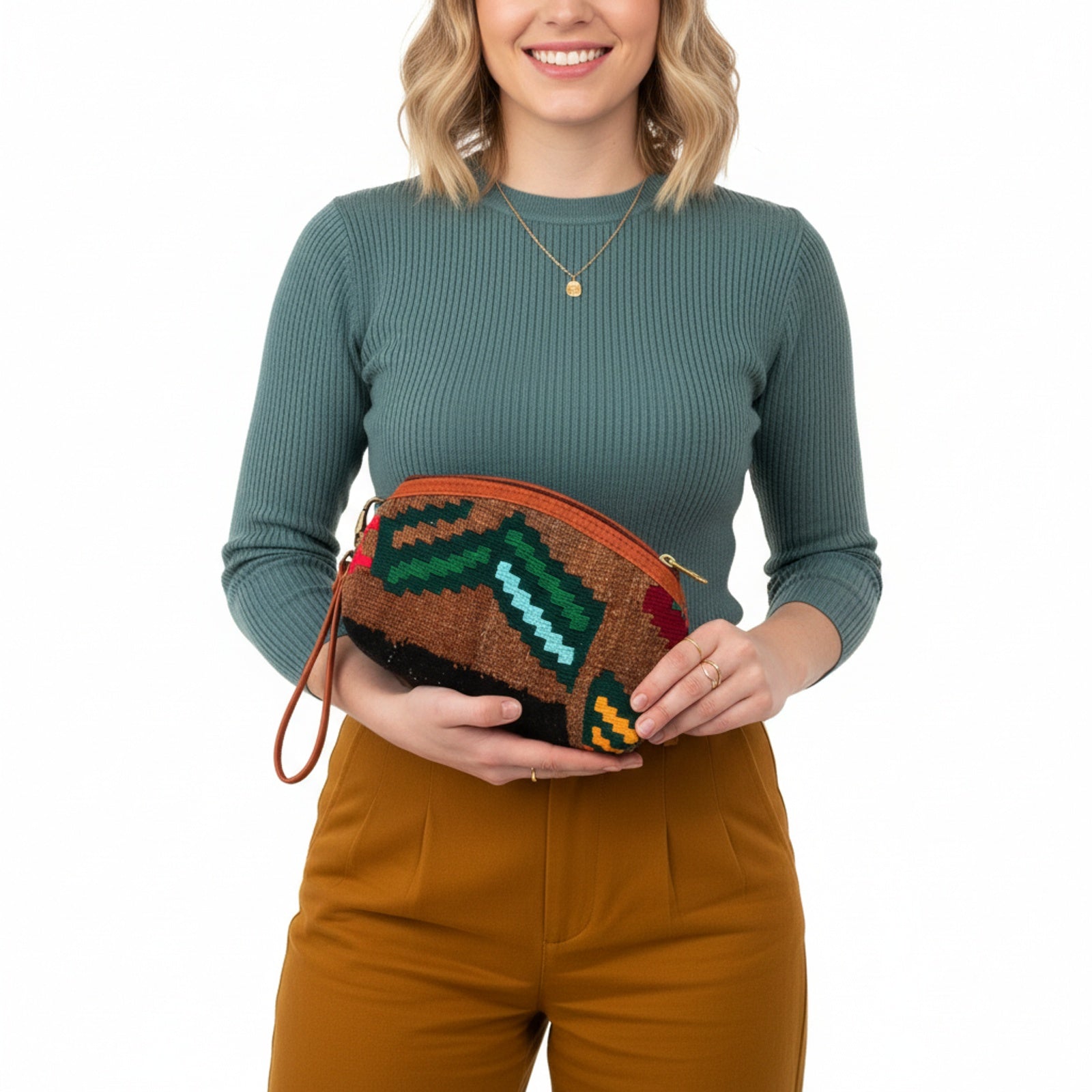 Asha Kilim Clutch Leather Bag | Evening Kilim Leather Bag | Party Kilim Leather Bag