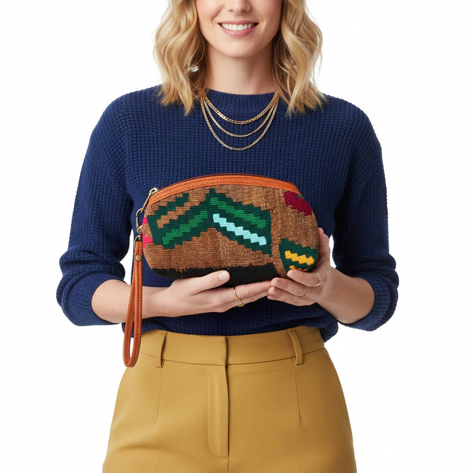 Asha Kilim Clutch Leather Bag | Evening Kilim Leather Bag | Party Kilim Leather Bag