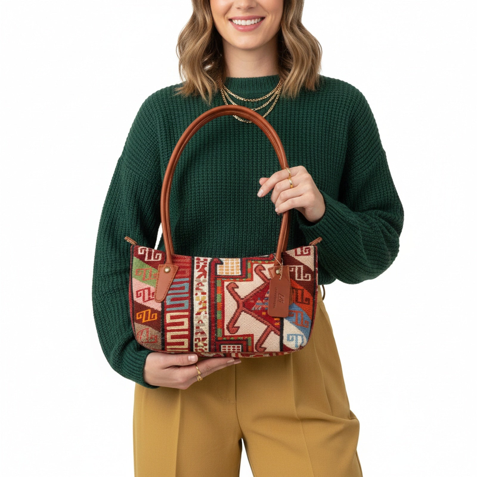 Atlas Kilim Shoulder Leather Bag | Carryall Kilim Leather Bag | Everyday Kilim Leather Bag