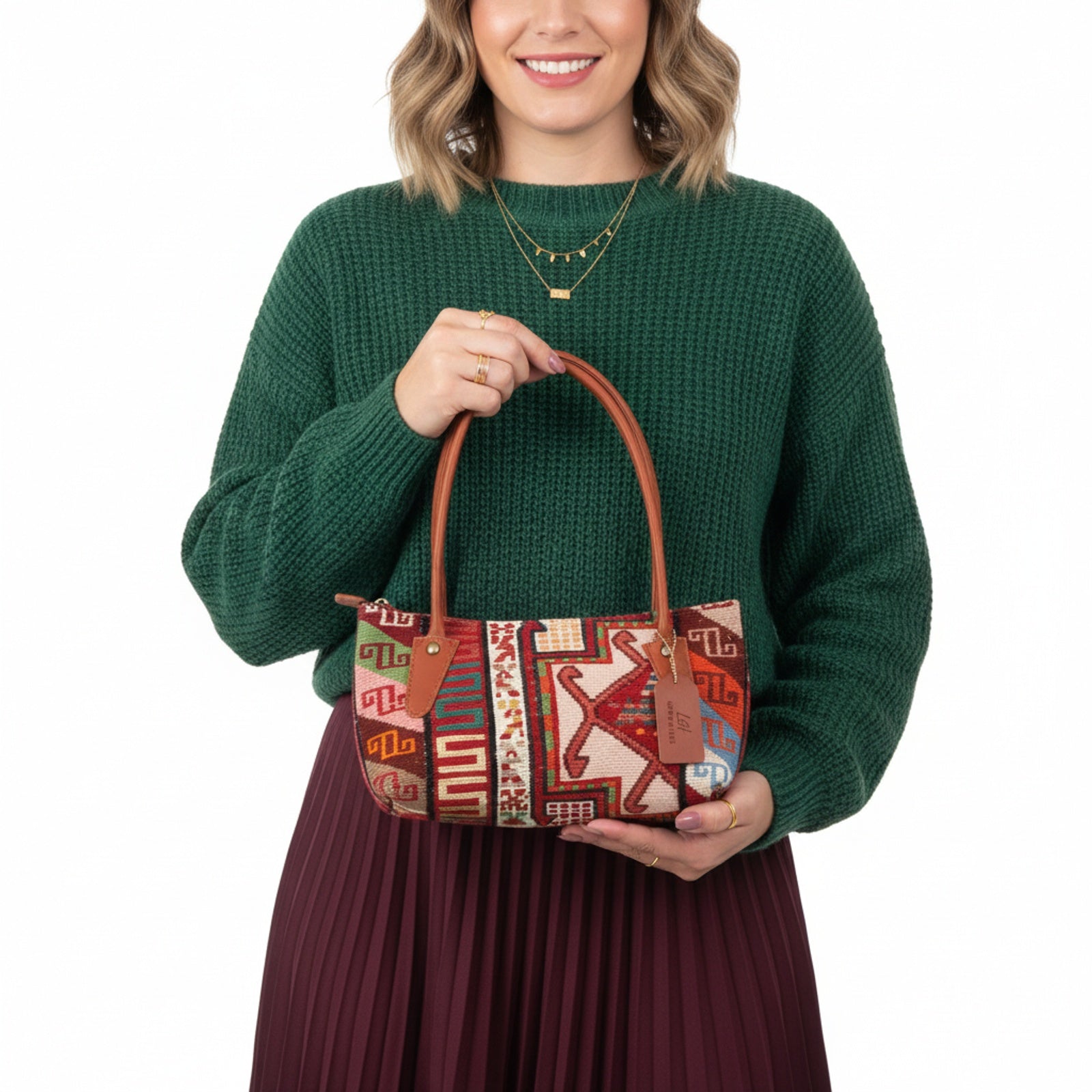 Atlas Kilim Shoulder Leather Bag | Carryall Kilim Leather Bag | Everyday Kilim Leather Bag