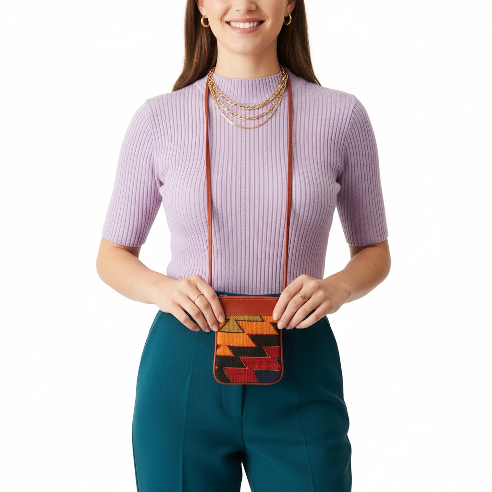 Azure Kilim Crossbody Leather Bag | Messenger Kilim Leather Bag | Courier Kilim Leather Bag