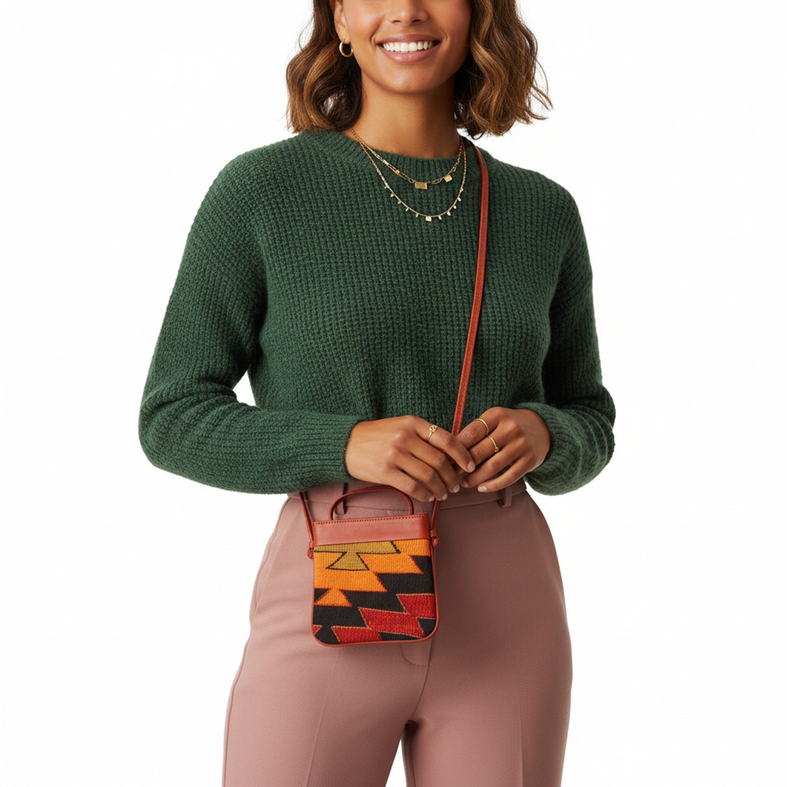 Azure Kilim Crossbody Leather Bag | Messenger Kilim Leather Bag | Courier Kilim Leather Bag