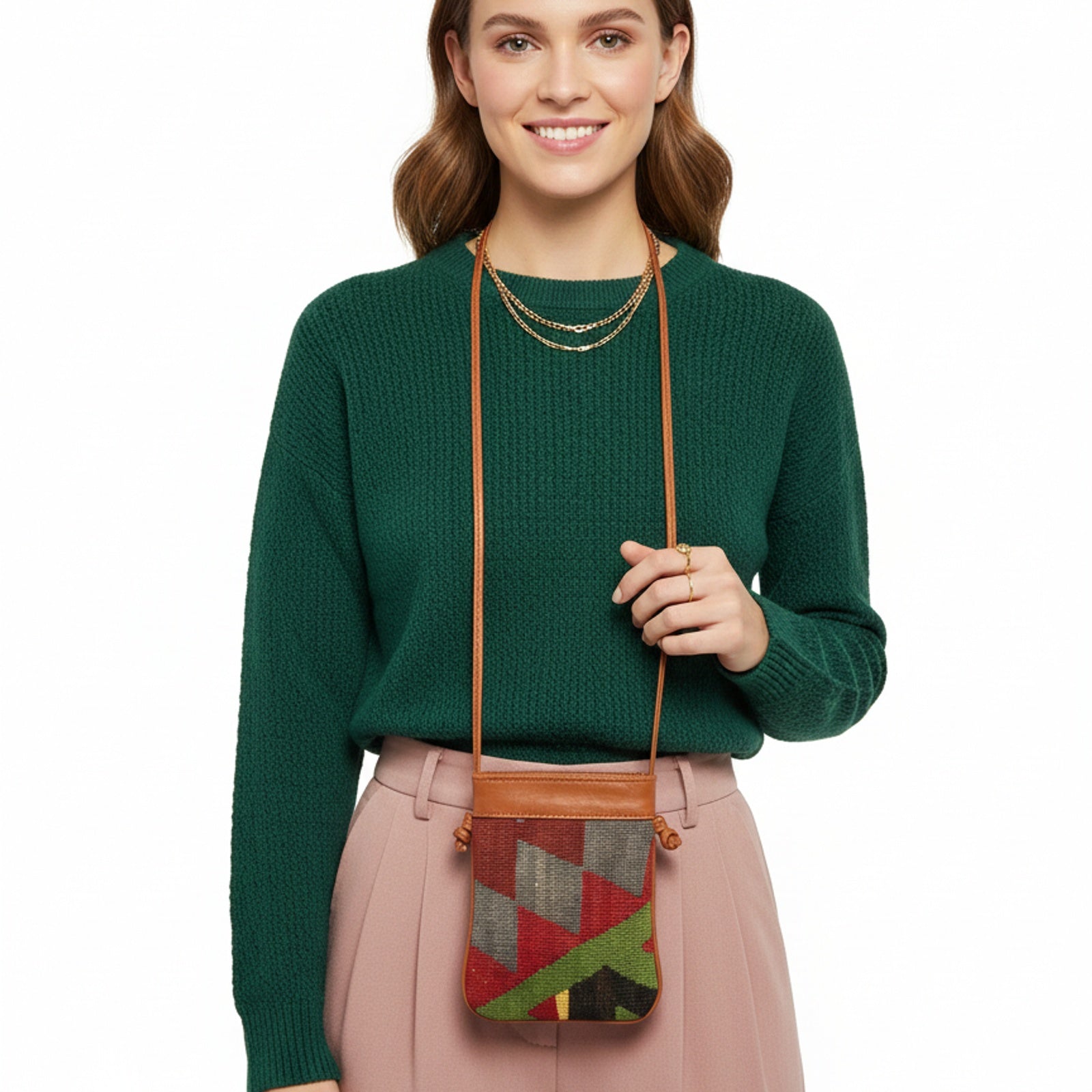 Beirut Kilim Crossbody Leather Bag | Messenger Kilim Leather Bag | Courier Kilim Leather Bag