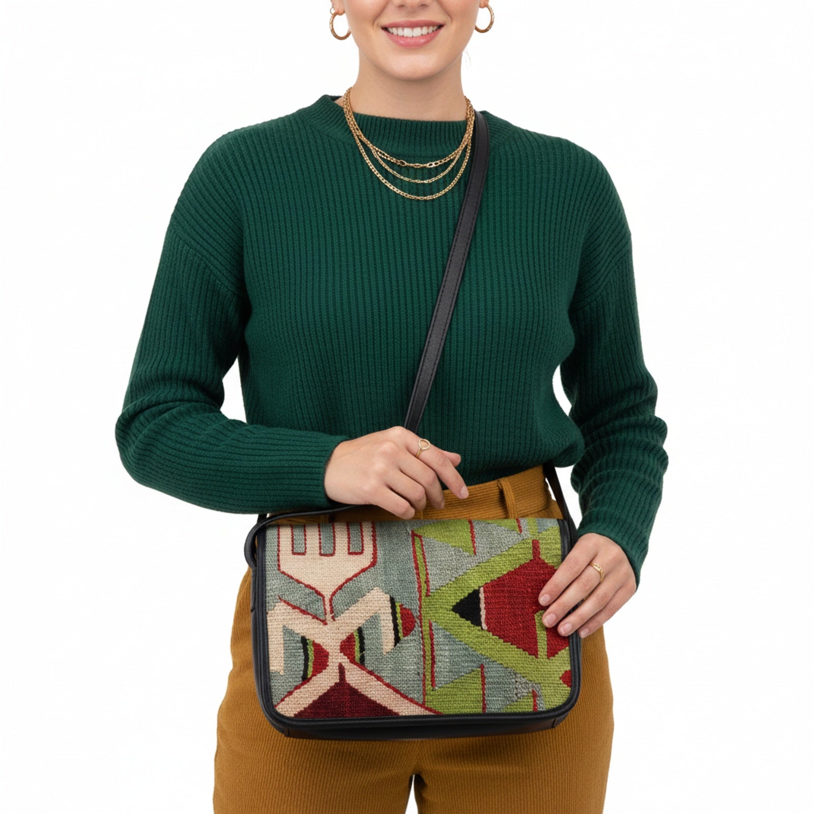 Cappadocia Kilim Crossbody Leather Bag | Messenger Kilim Leather Bag | Courier Kilim Leather Bag