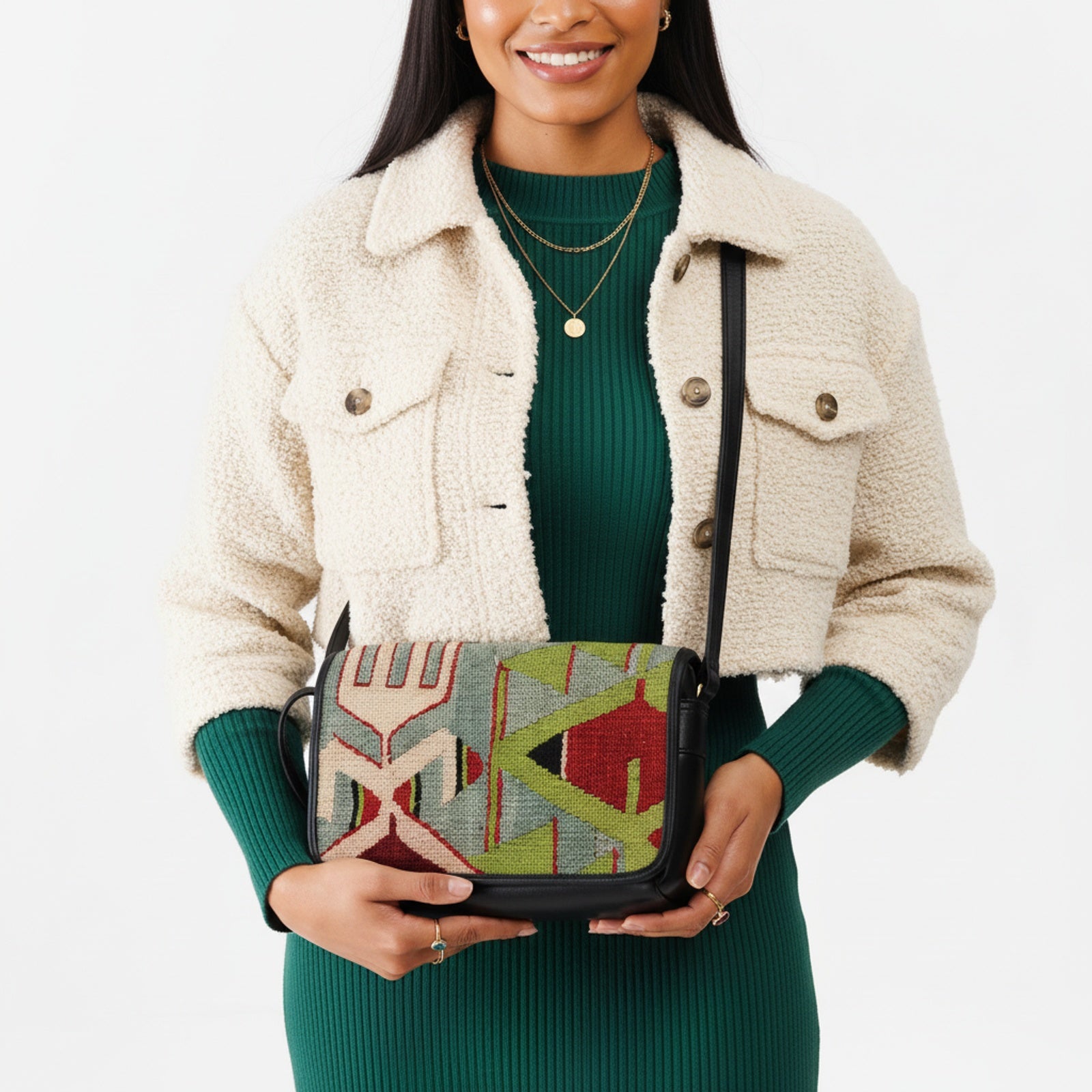 Cappadocia Kilim Crossbody Leather Bag | Messenger Kilim Leather Bag | Courier Kilim Leather Bag